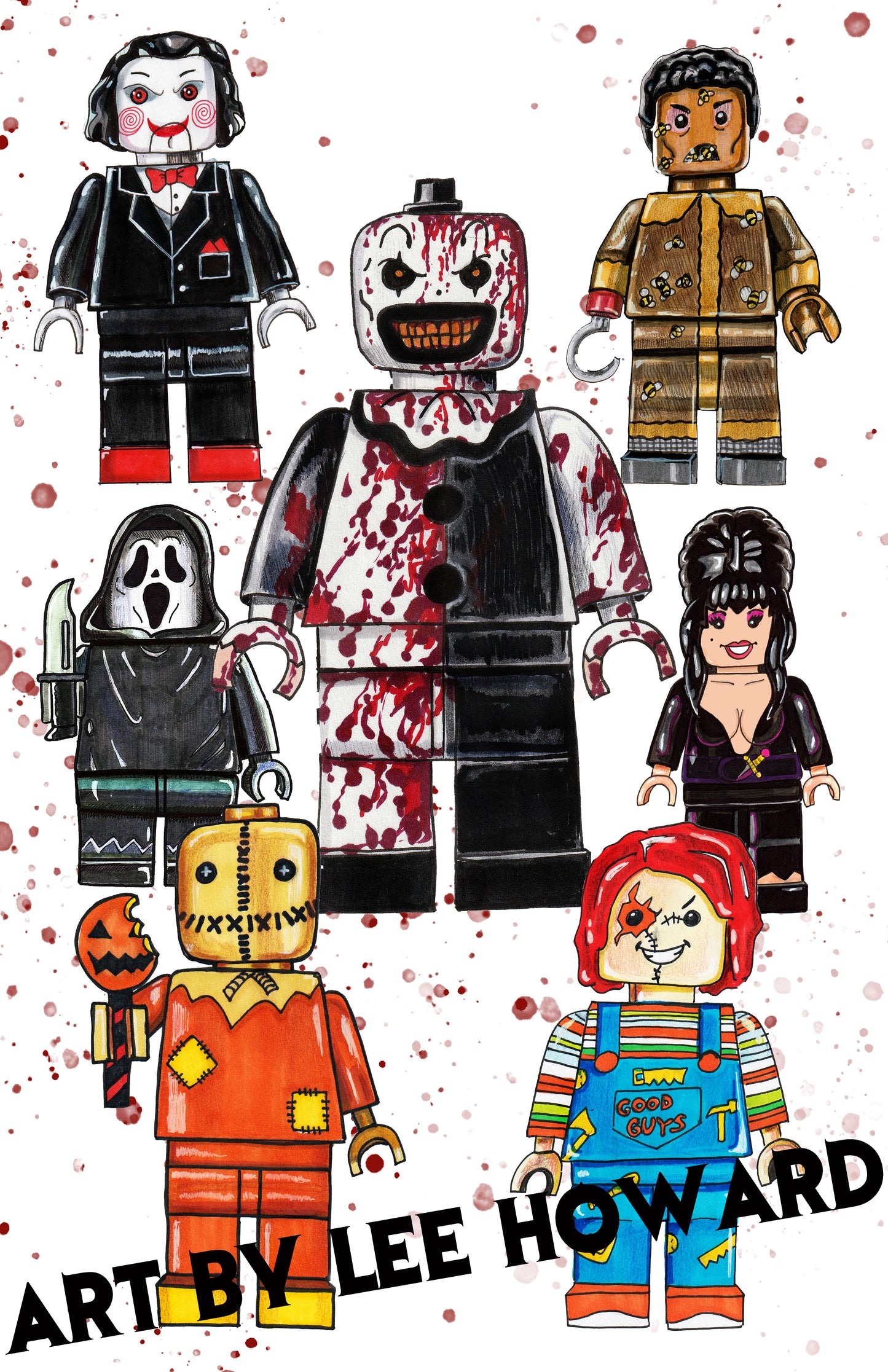 Horror BLOCK MEN Leg-OH! Collage! 11'x17' Signed Print
