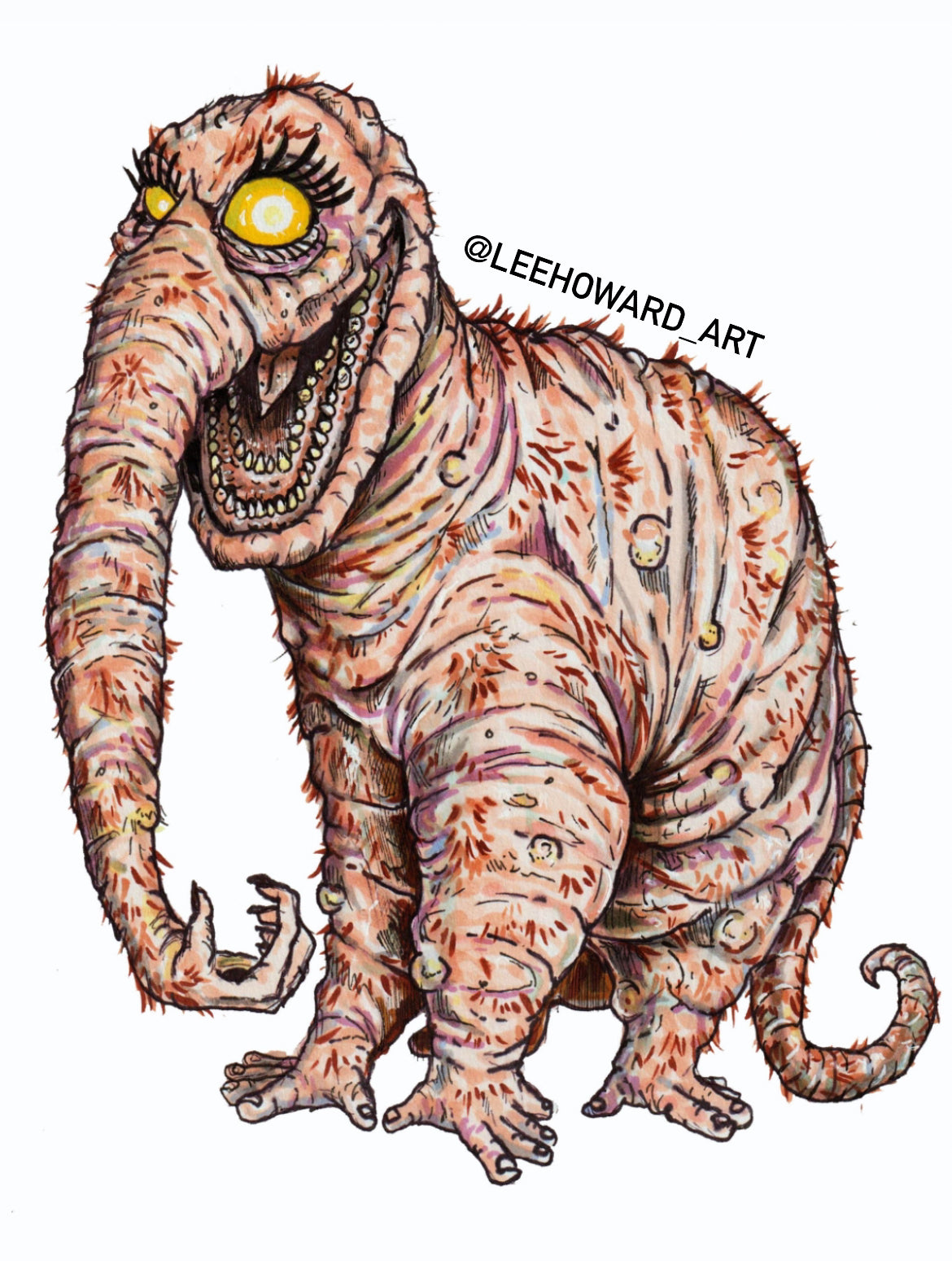 Snuffleupagus but HORROR! Original 7”x10” Original Drawing