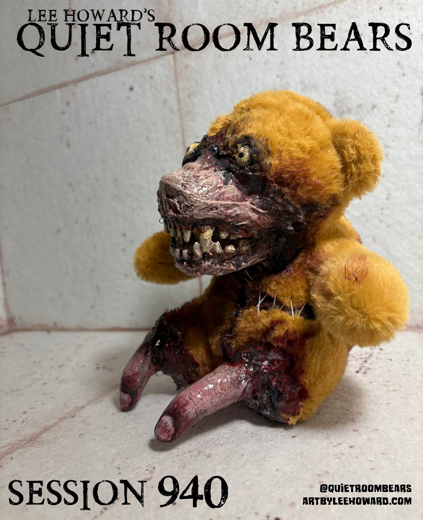 Quiet Room Bears - Session 940 - Horror Art Teddy Bear by Lee Howard