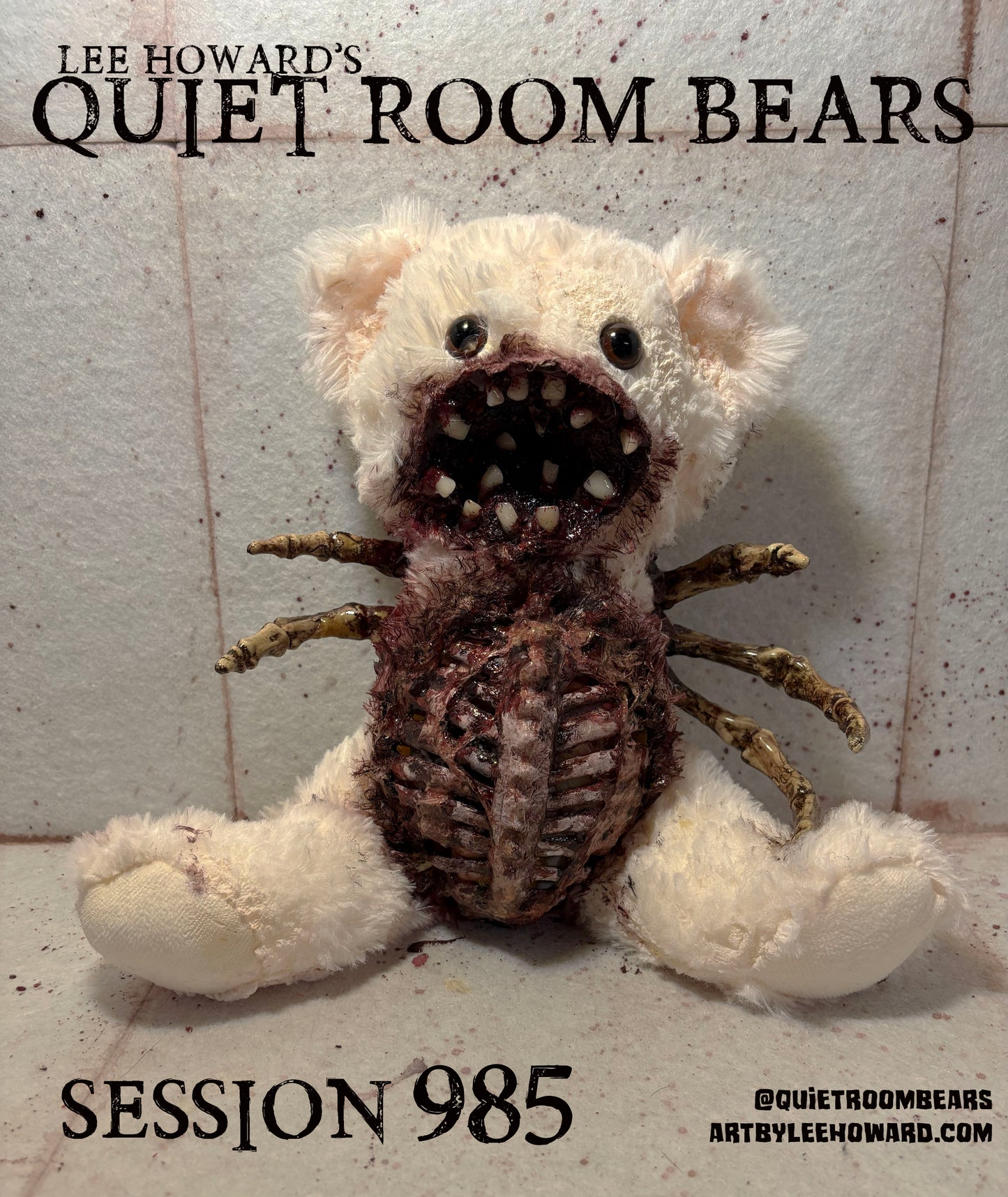Quiet Room Bears - Session 985 - Horror Art Teddy Bear by Lee Howard