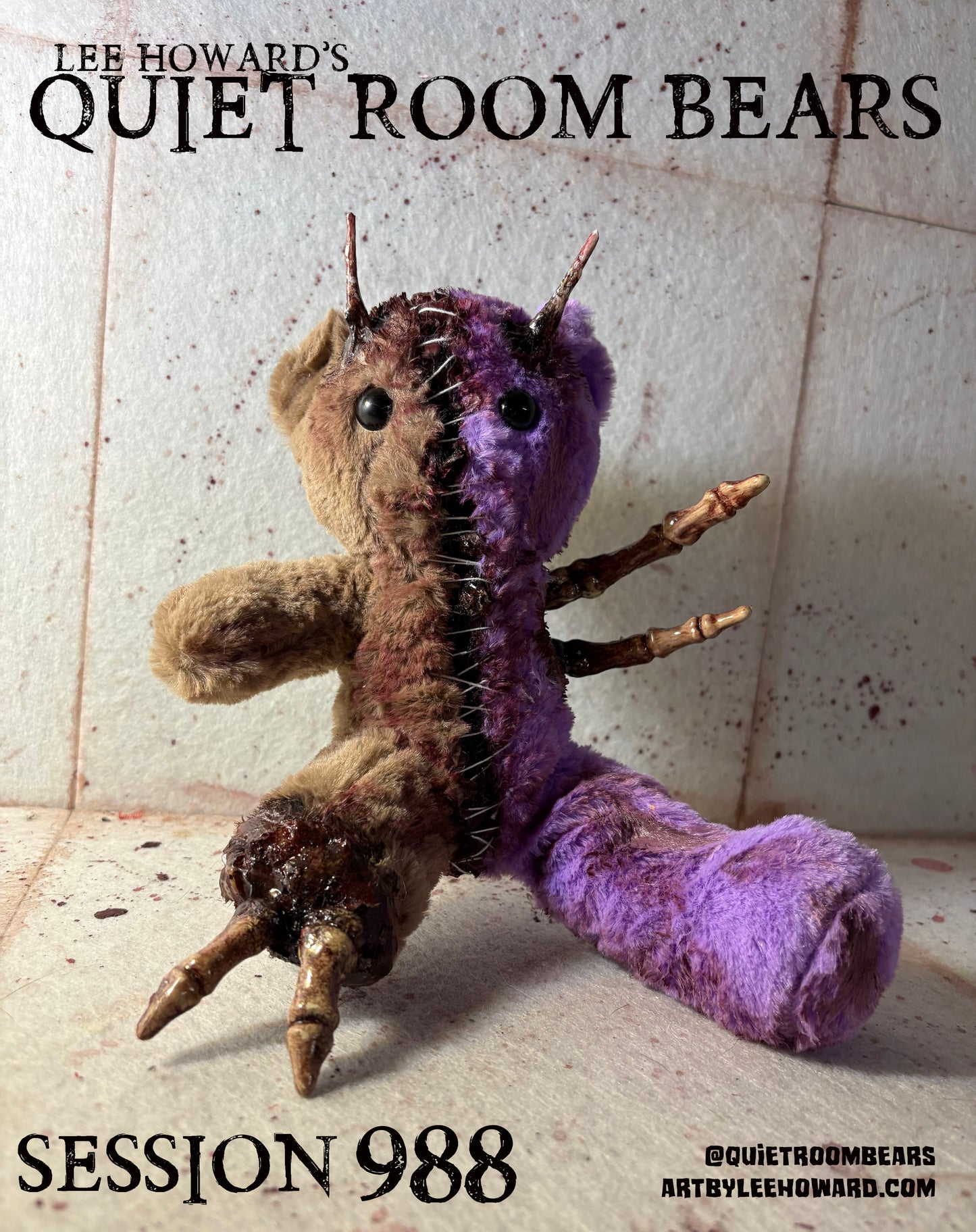 Quiet Room Bears - Session 988 - Horror Art Teddy Bear by Lee Howard