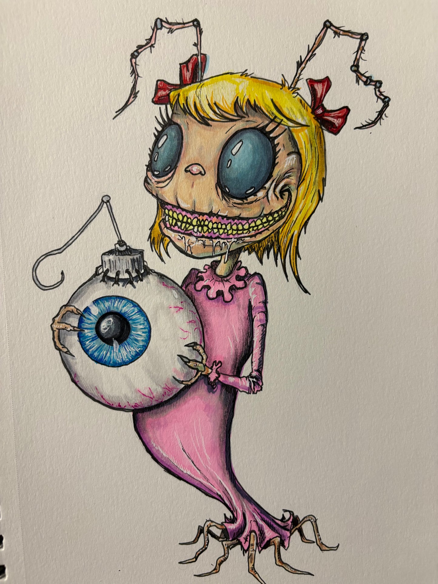 Cindy Lou Who but HORROR 7" x 10" Original Drawing