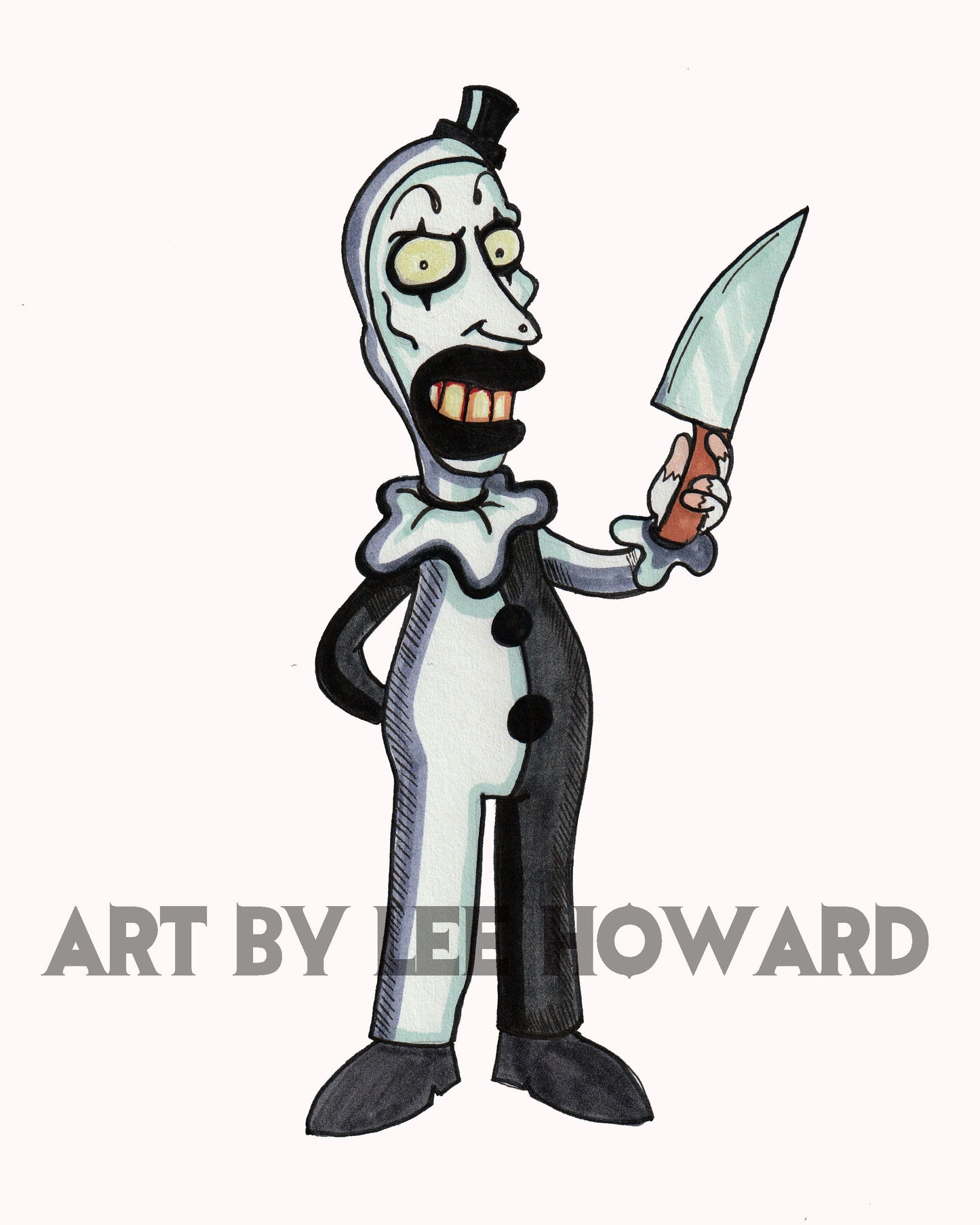 Art the Clown in a Simpsons Style 8x10 PRINT/Reproduction - Signed by Artist