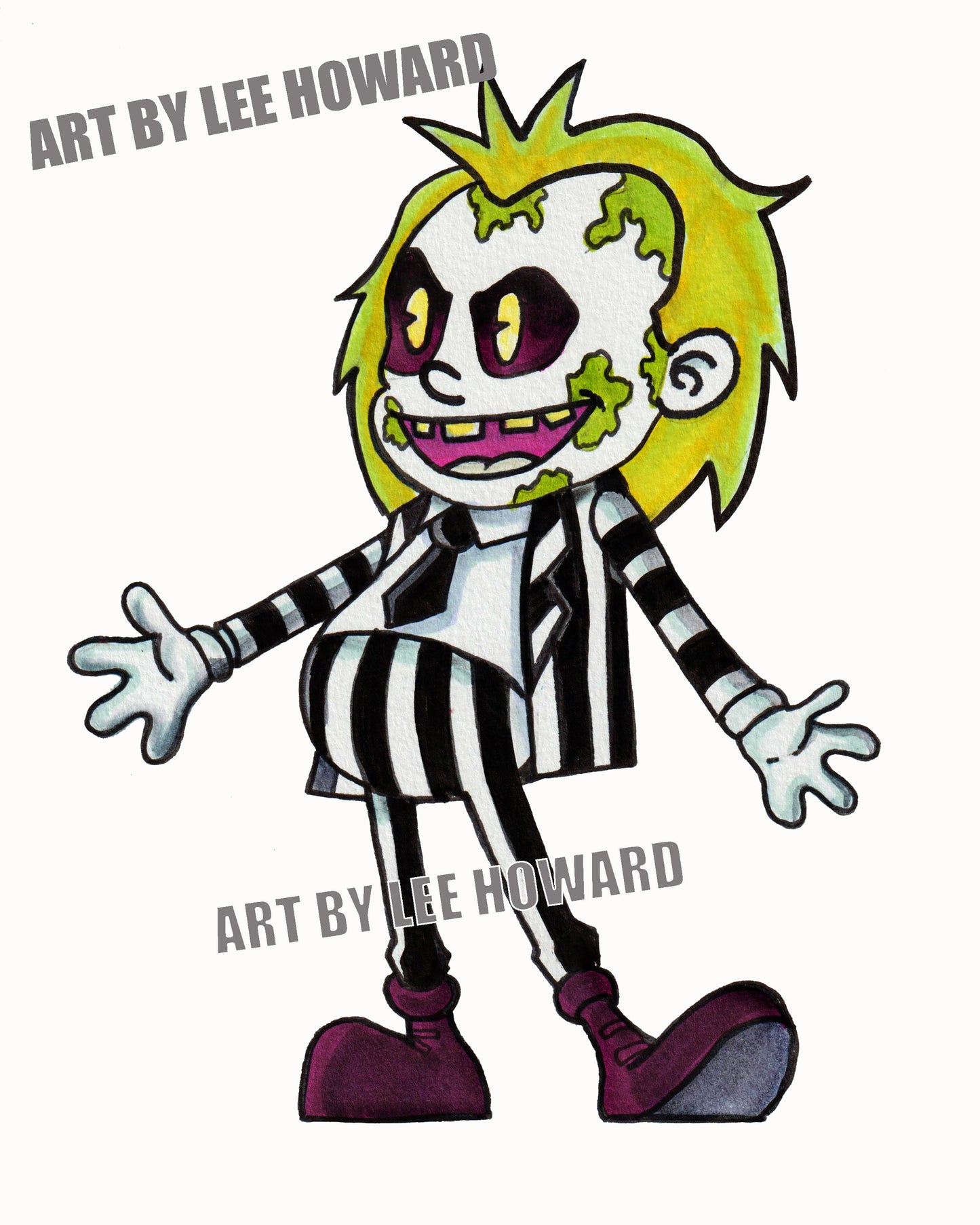 Beetlejuice in 1930's Cartoon Style 8" x 10" Art Print! Signed!