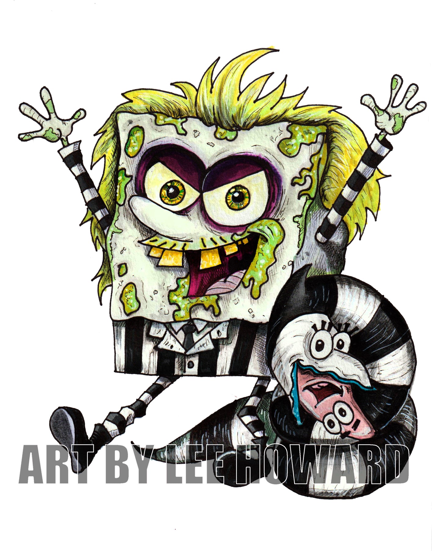 Beetlejuice in SpongeBob Style 8" x 10" Art Print! Signed!