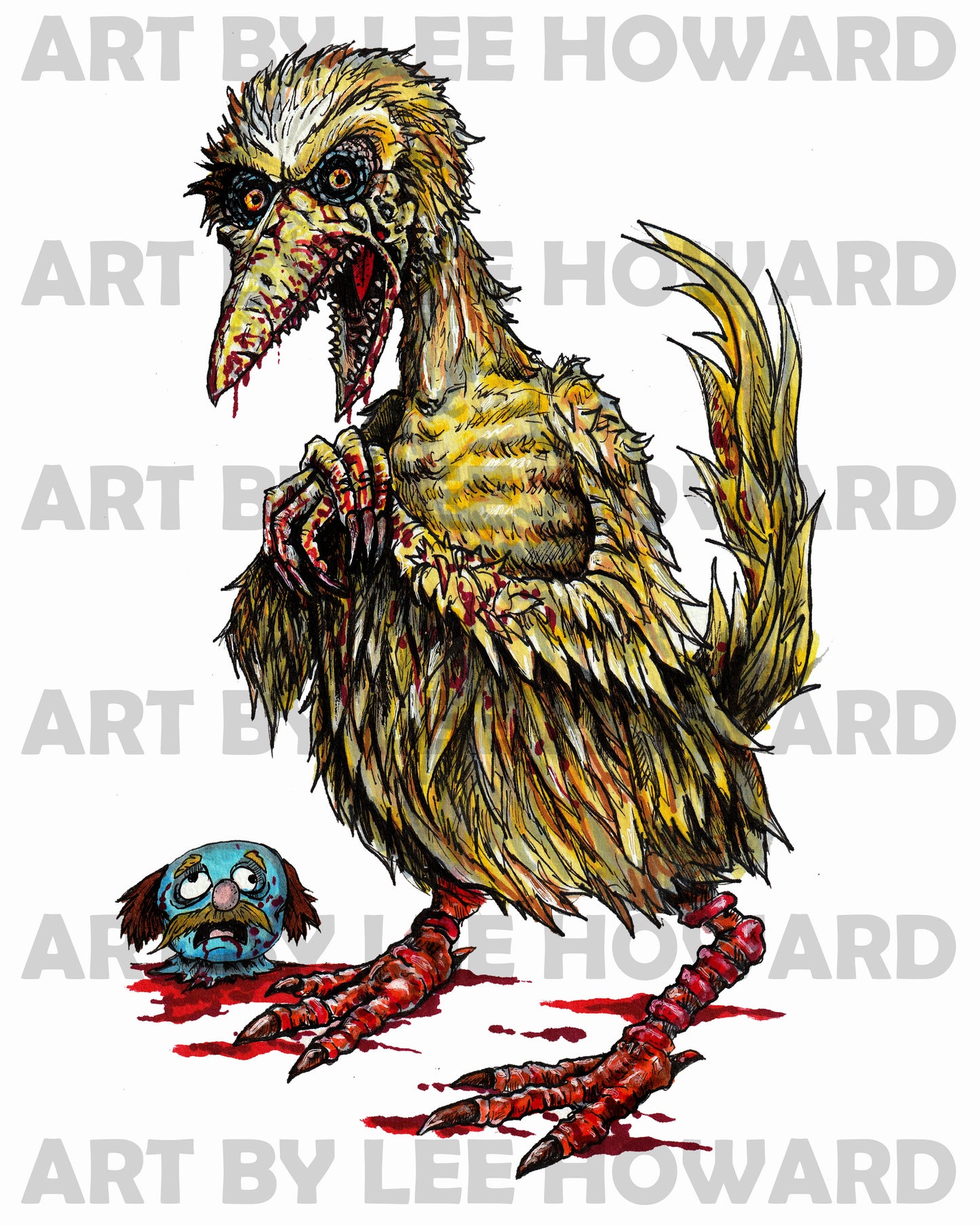 BIG BIRD - Sesame Street but HORROR! Original 7”x10” Original Drawing