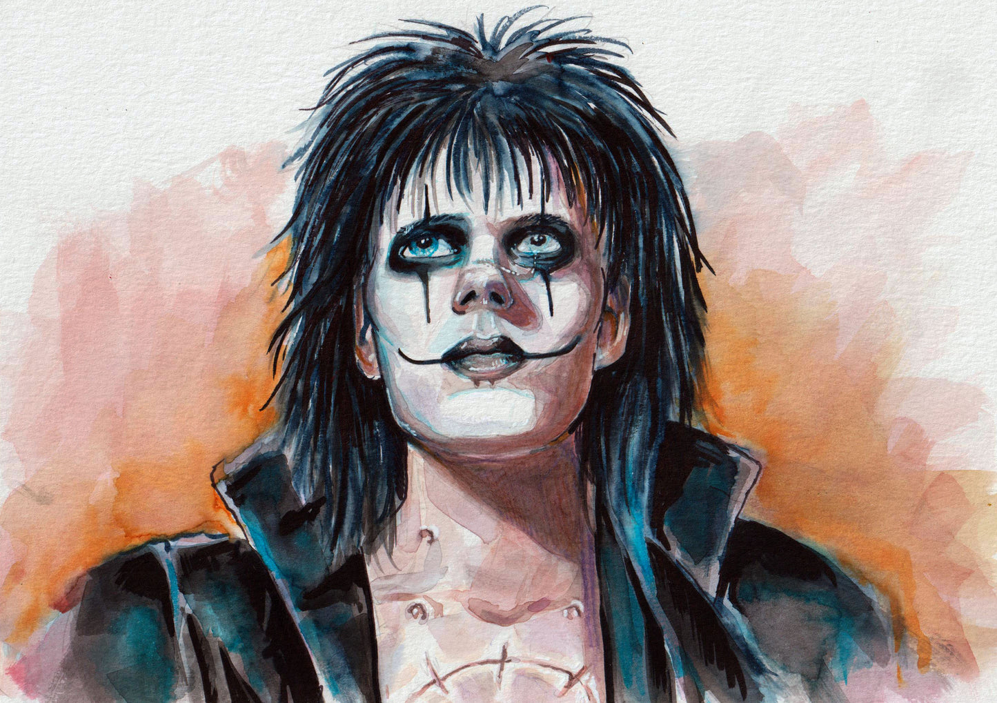 The Crow reimagined Bill Skarsgard - Original Watercolor Painting - 7" x 10"