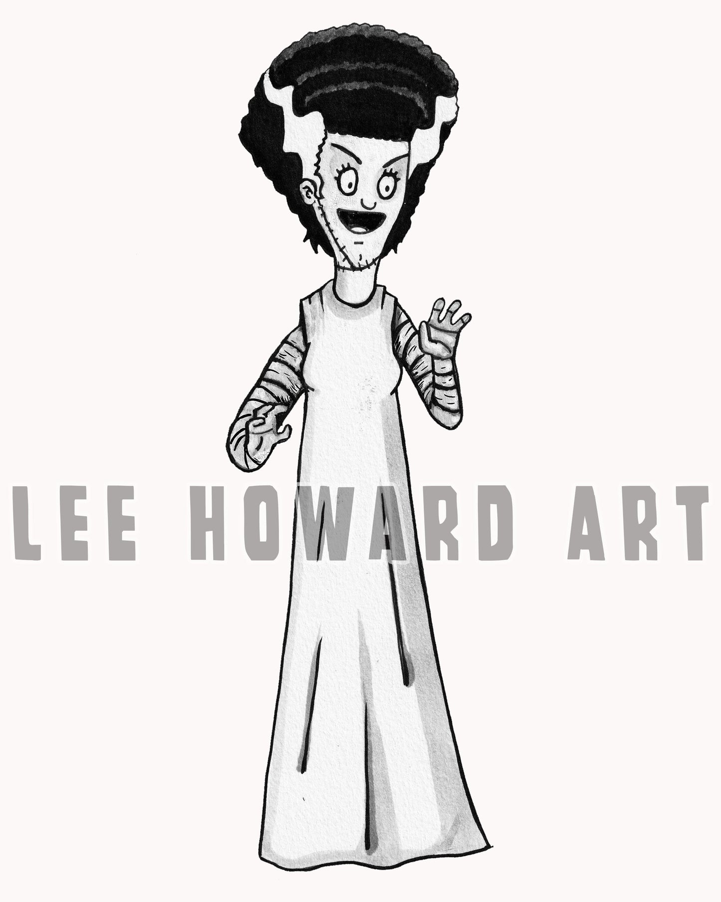 Bride of Frankenstein - Bob's Burgers Style 7" x 10" Original Drawing