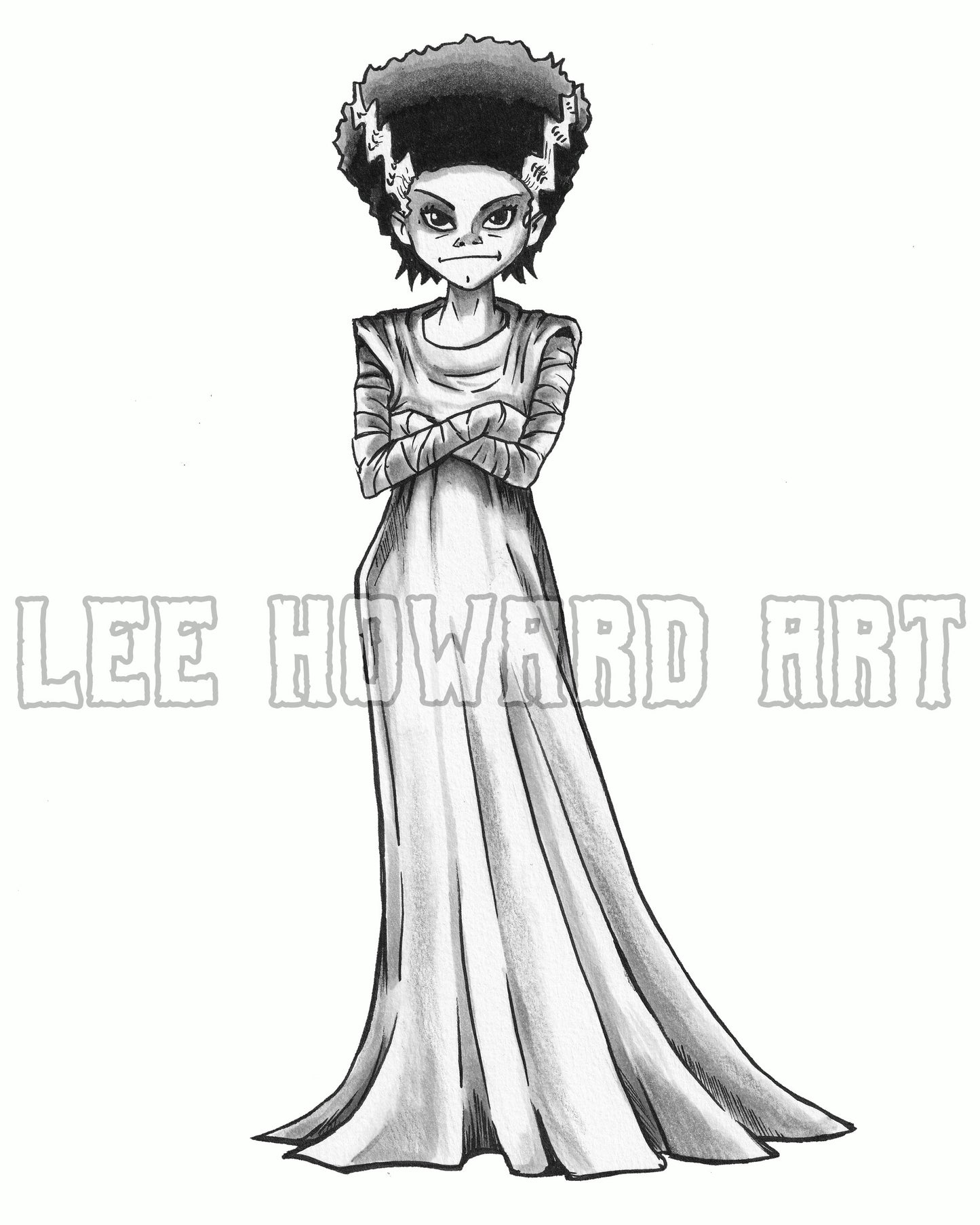 Bride of Frankenstein Art Print - Gorillaz STYLE - 8x10 - Signed