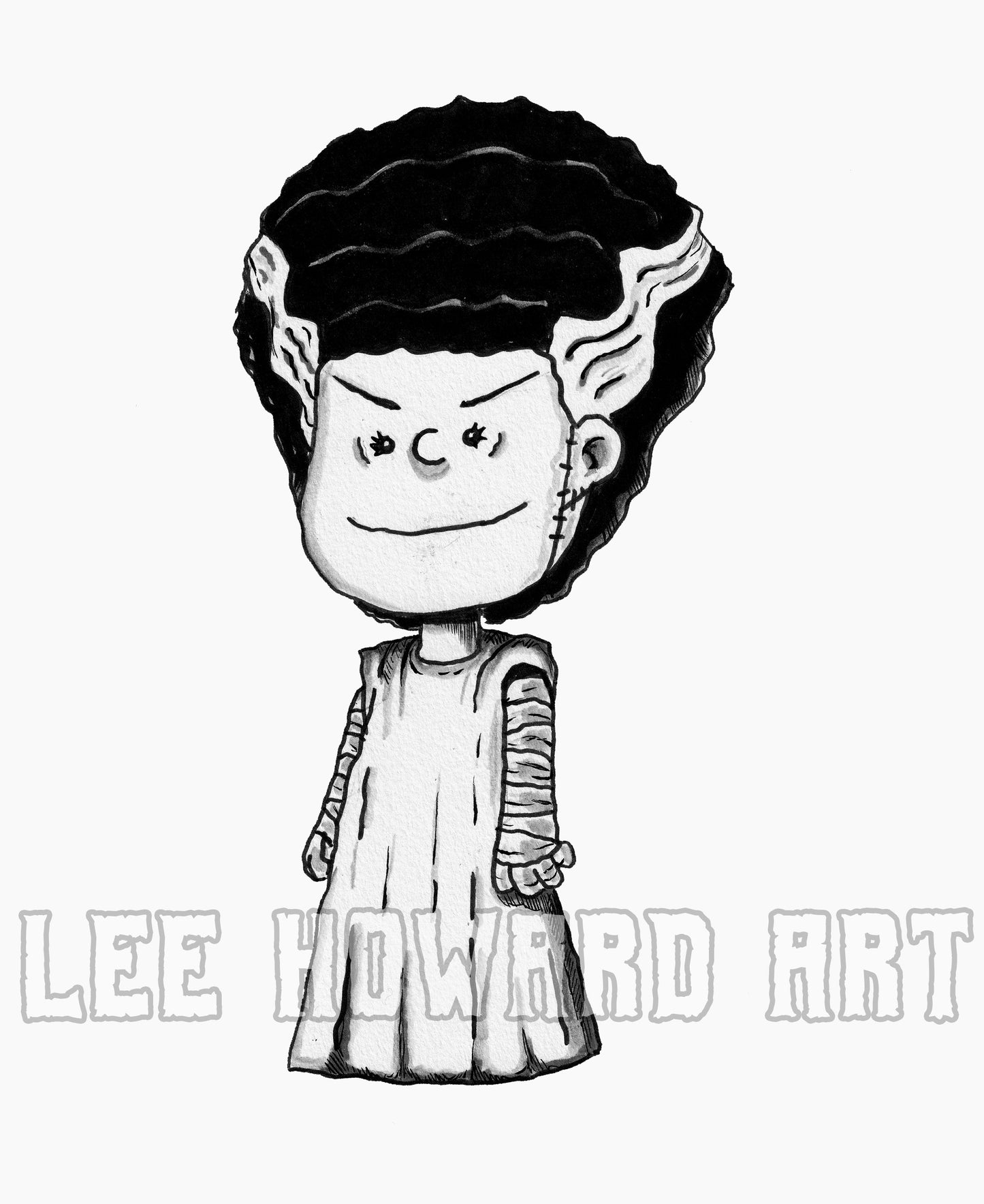 Bride of Frankenstein Art Print - Peanuts STYLE - 8x10 - Signed