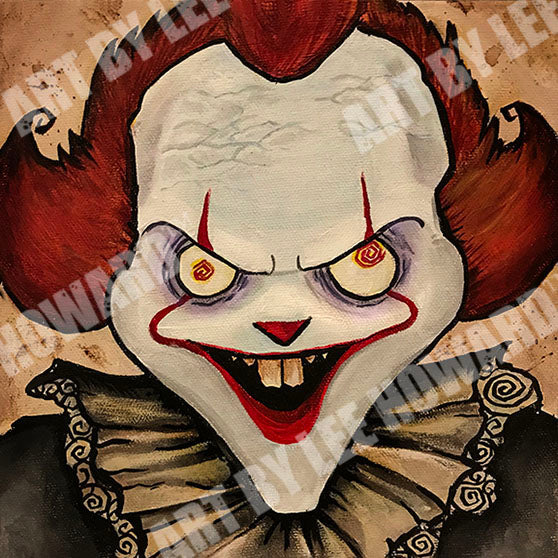 Pennywise in a Tim Burton Style 8"x8" Print/Reproduction - Signed!