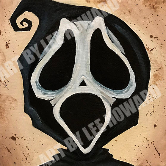 Ghosty Face in a Tim Burton Style 8"x8" Print/Reproduction - Signed!