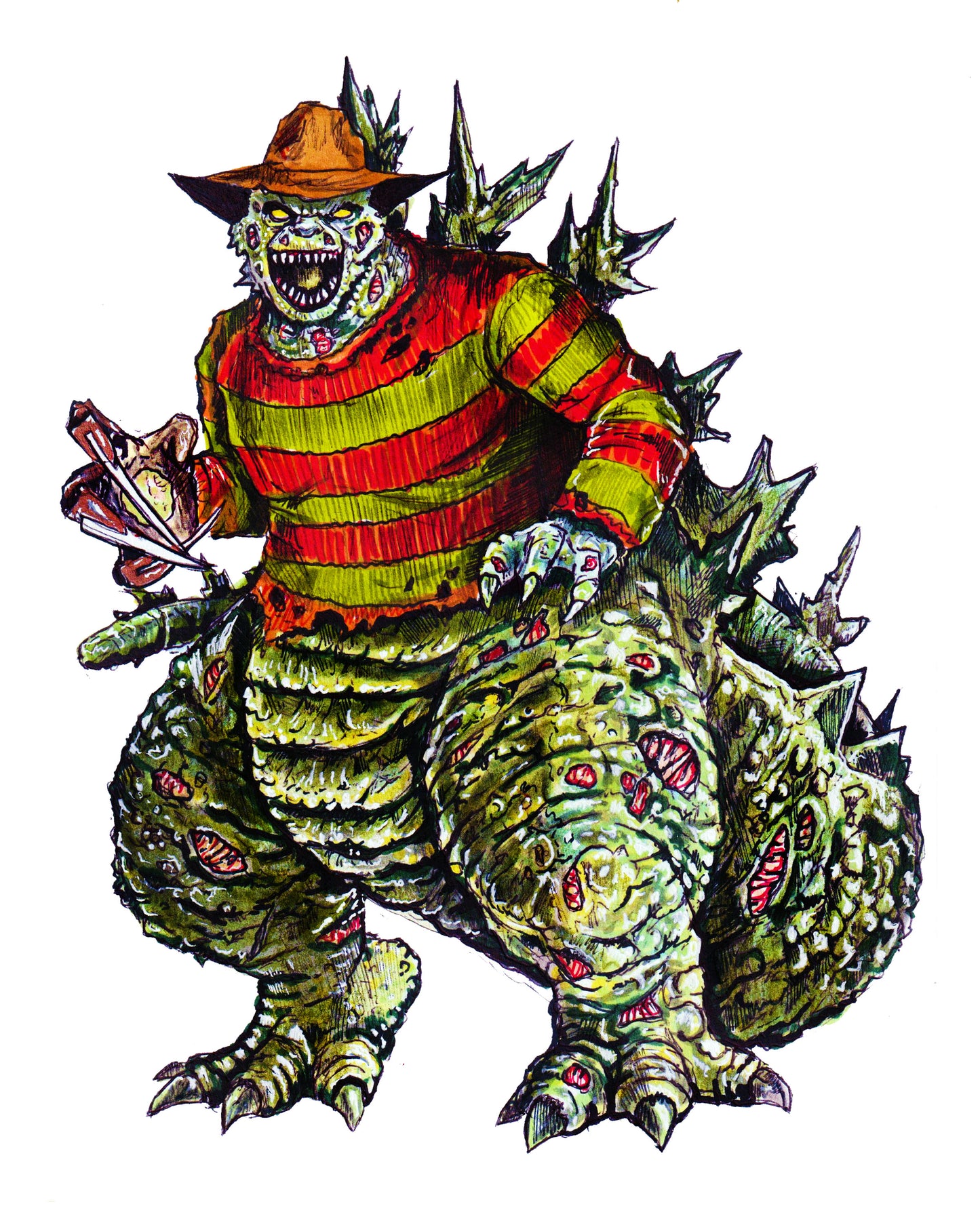 Freddy / Godzilla - Horror Mashup 8" x 10" Print/Reproduction