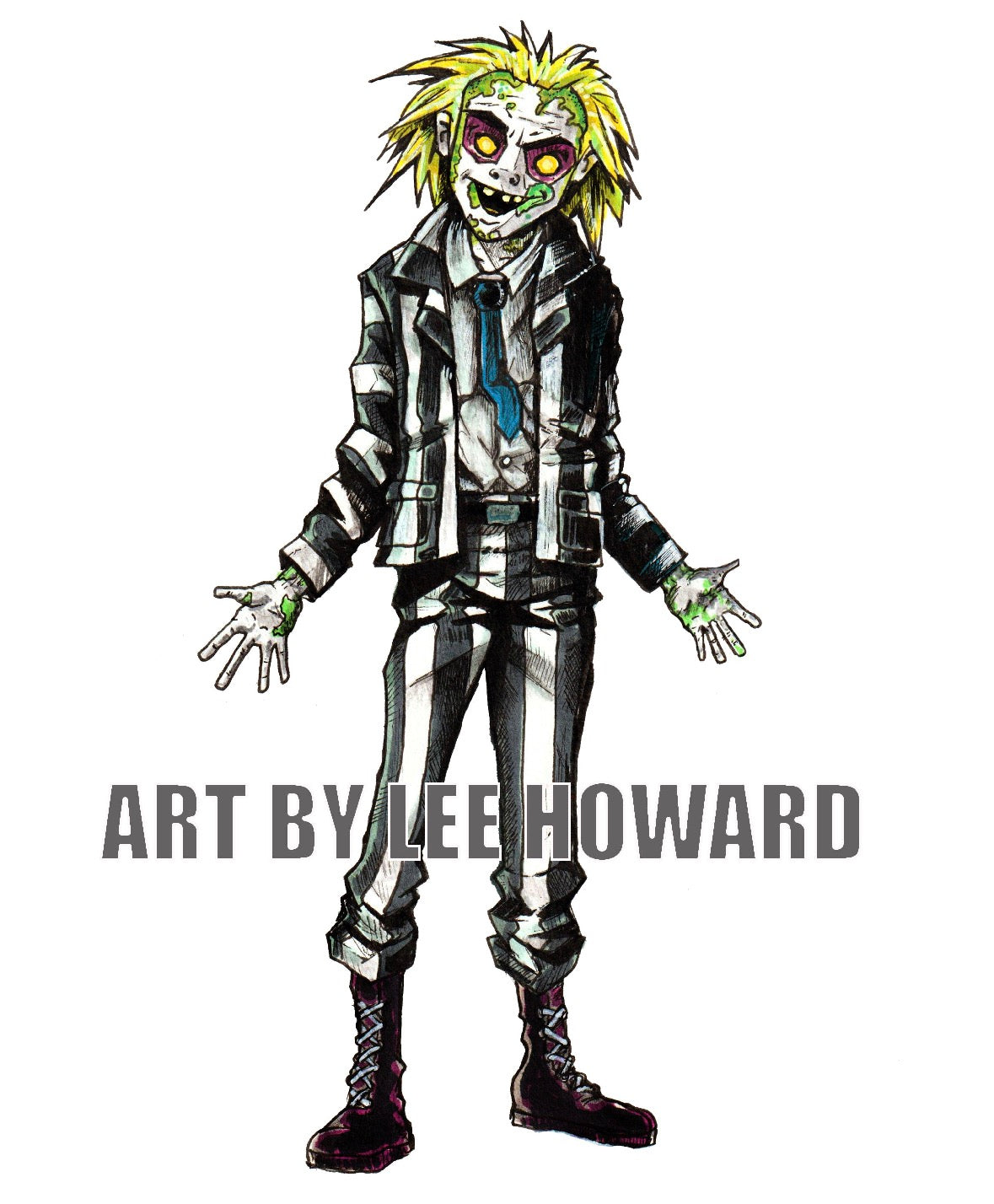 Beetlejuice in Gorillaz Style 8" x 10" Art Print! Signed!
