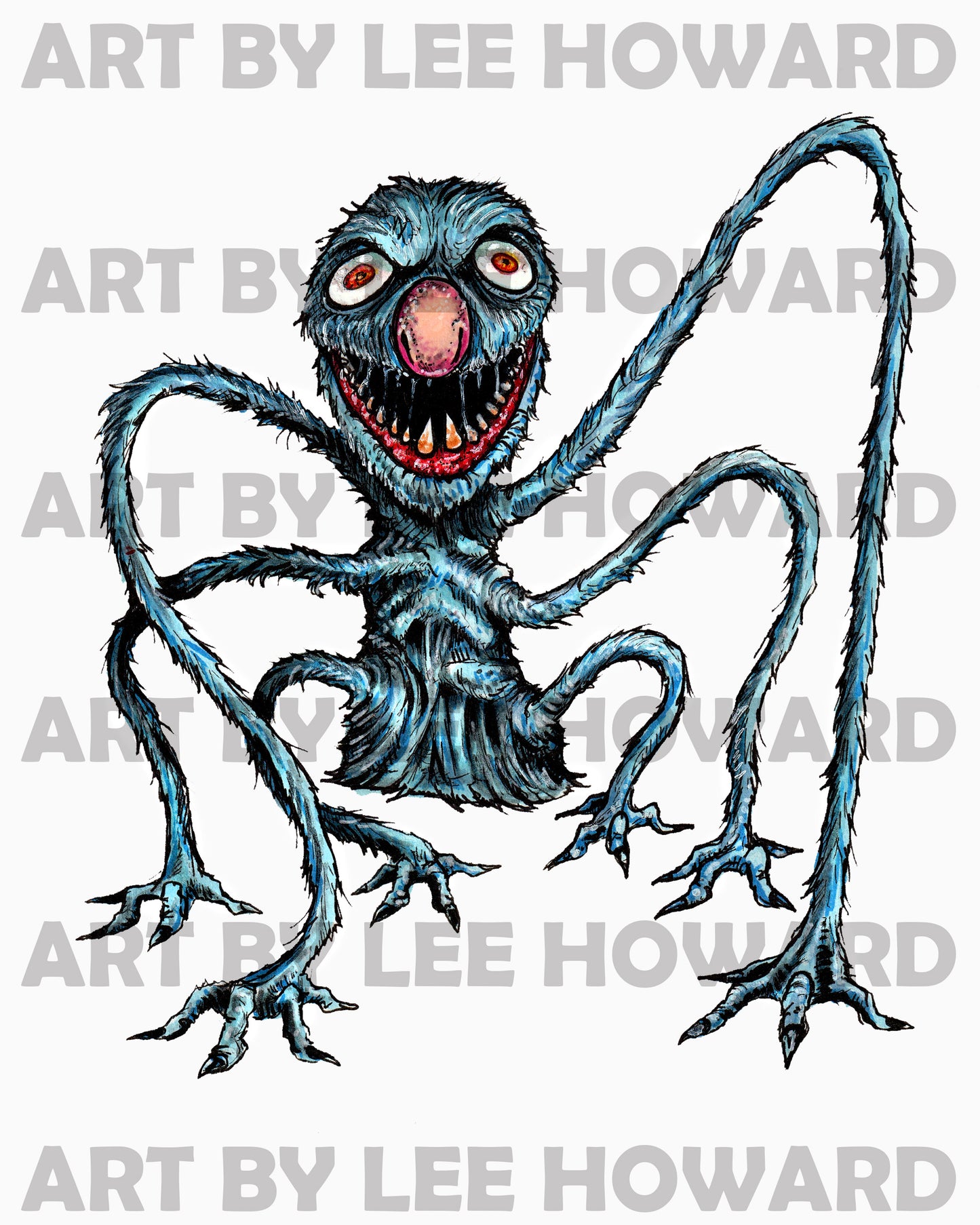 Grover - Sesame Street but HORROR! Original 7”x10” Original Drawing