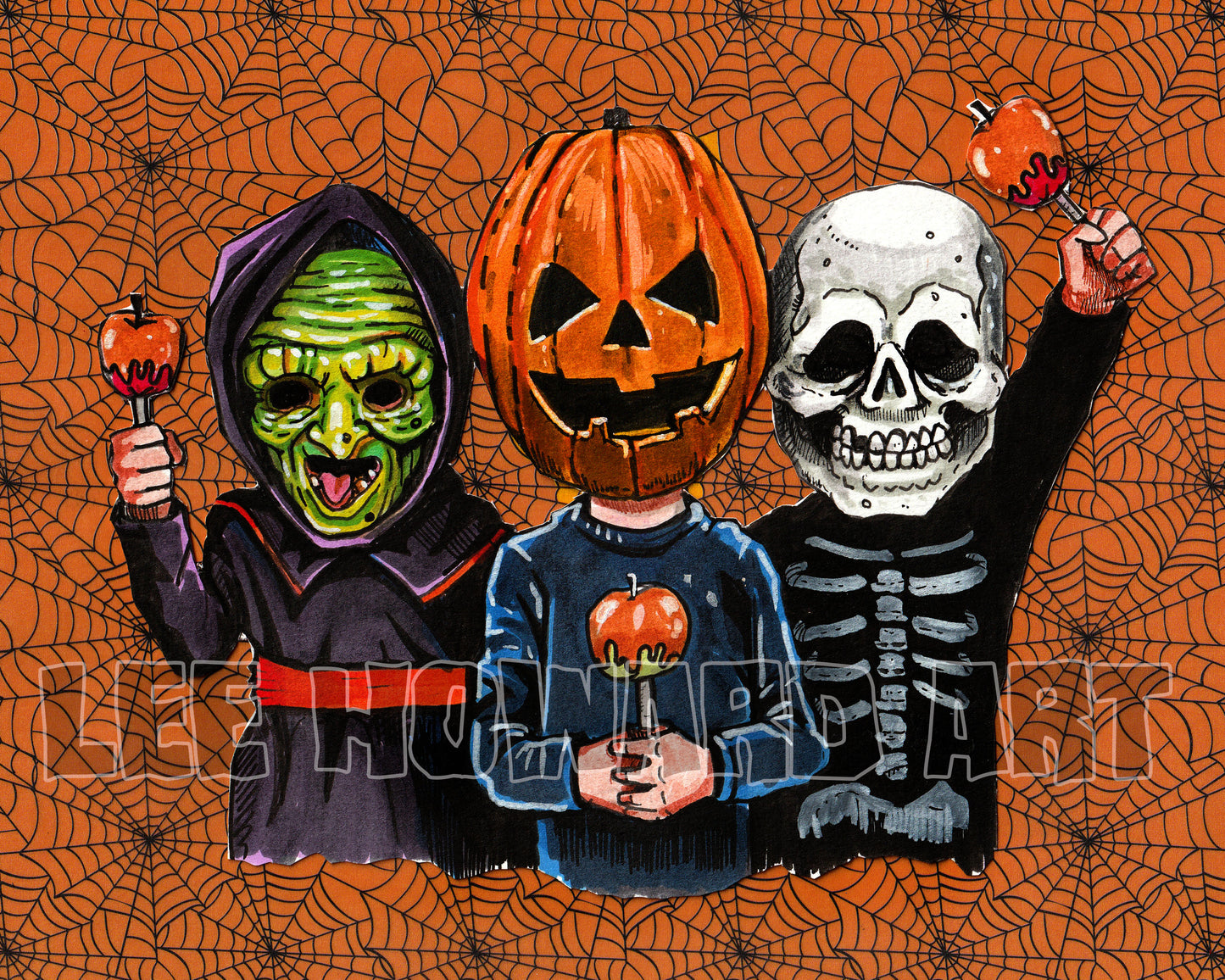 Halloween 3 Silver Shamrock Kids - Spiderweb Background- 8x10 Poster Art Print
