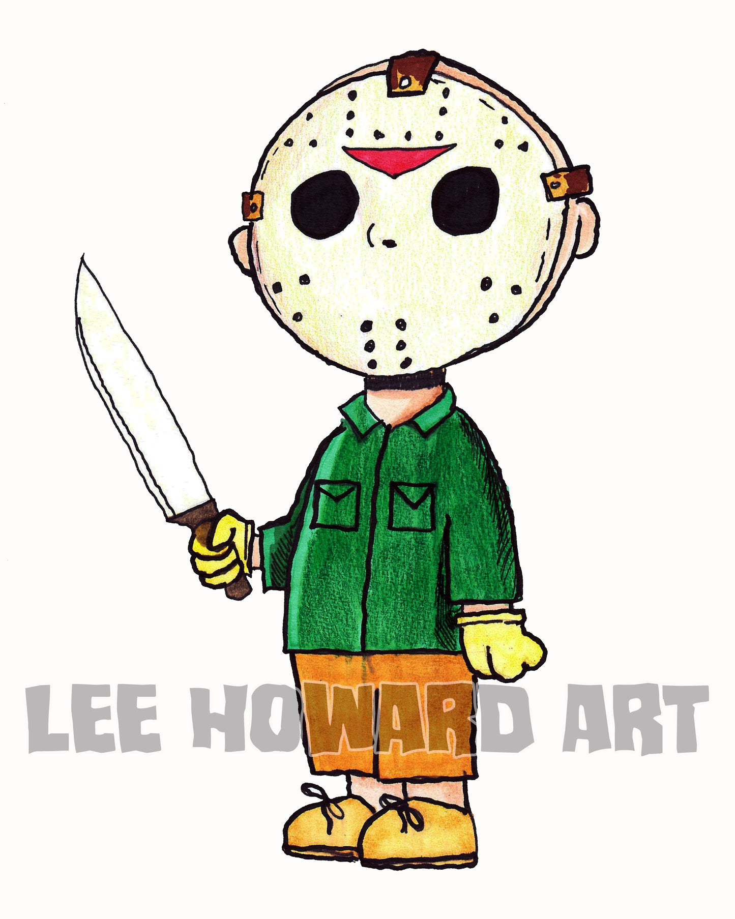 Jason Voorhees - Peanuts STYLE Art Print - 8x10 - Signed