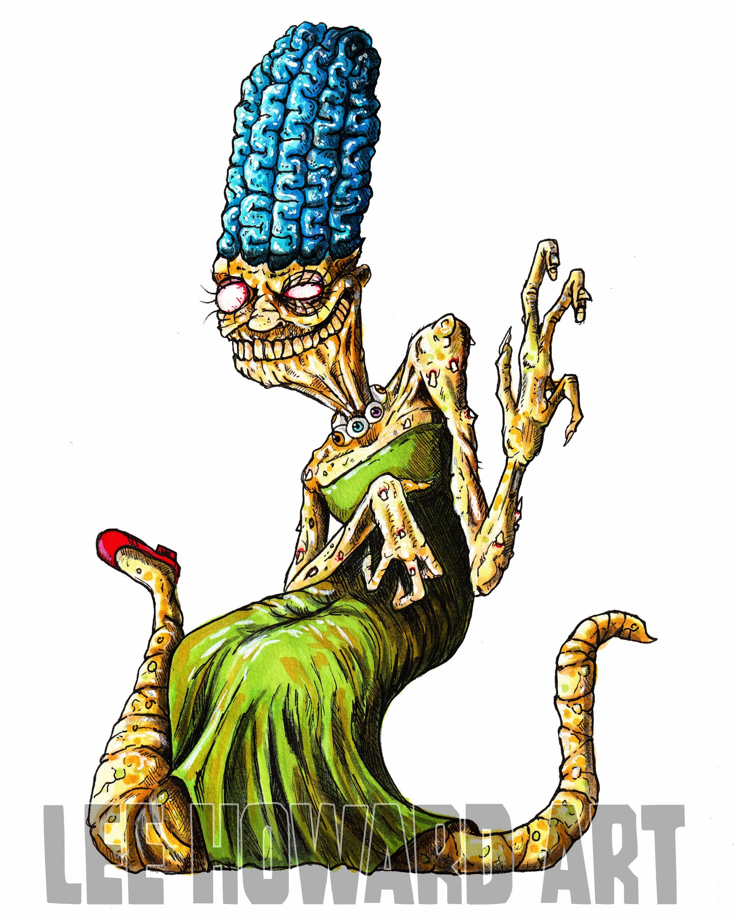 Marge Simpson HORROR - Original Drawing 7" x 10" SIGNED!