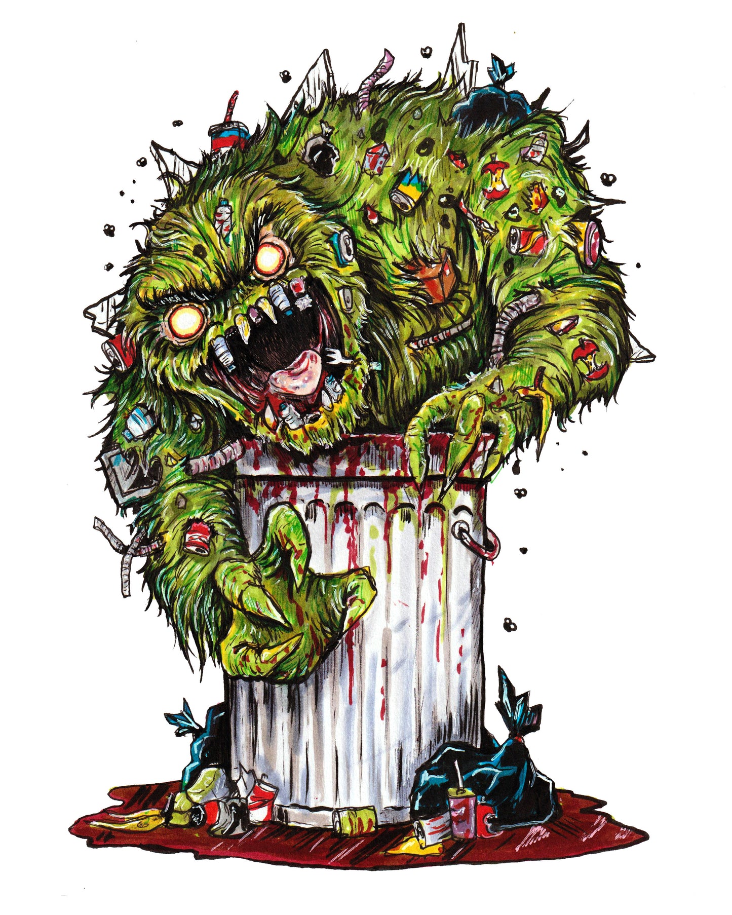 Sesame Street HORROR - Garbage Grouch 8" x 10" Print/Reproduction - signed!