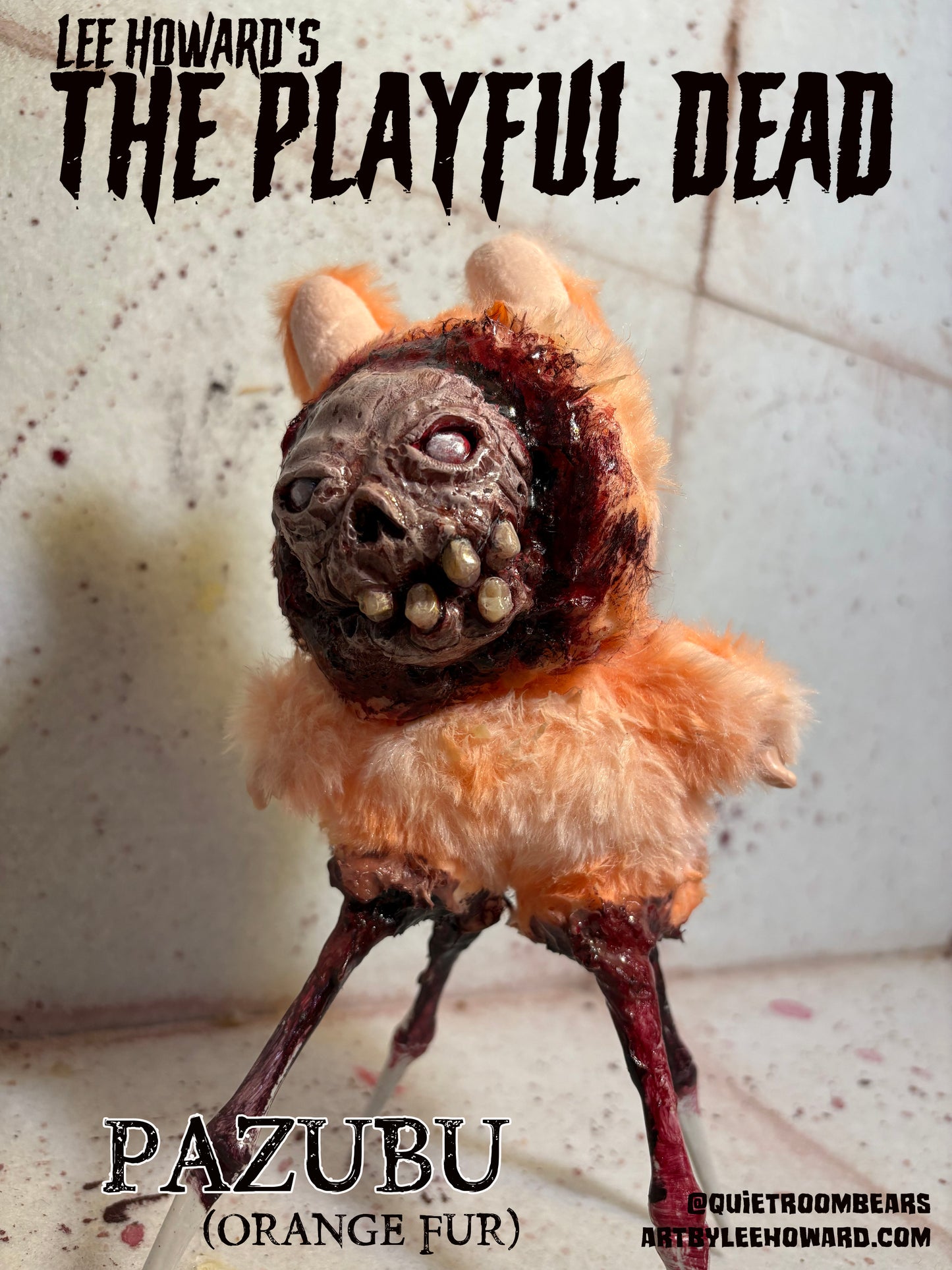 Pazubu - Labubu DEMON Creation - Orange - One of a kind horror art plush mixed media sculpture!