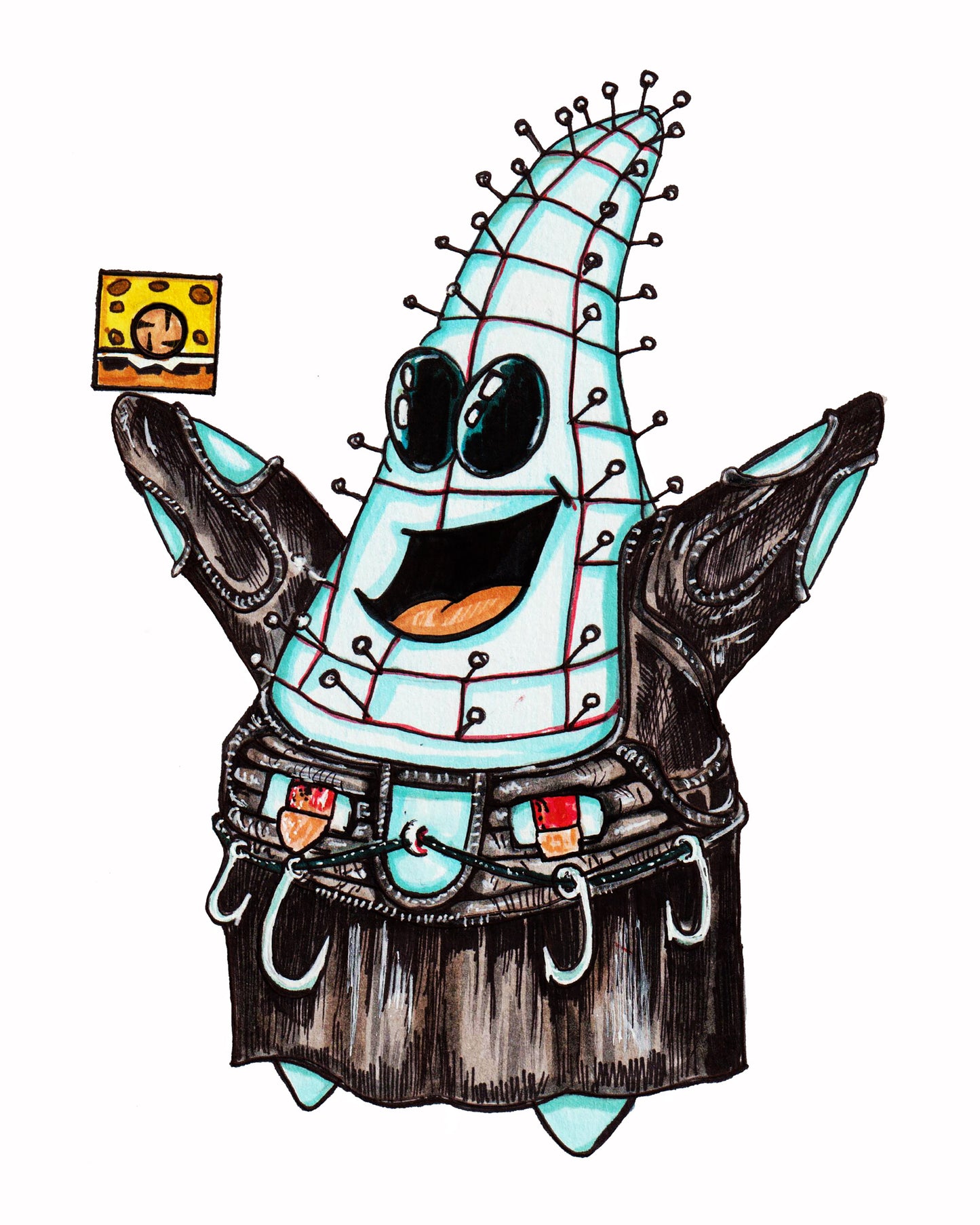 Pinhead / Patrick Star - Horror Mashup 8" x 10" Print/Reproduction