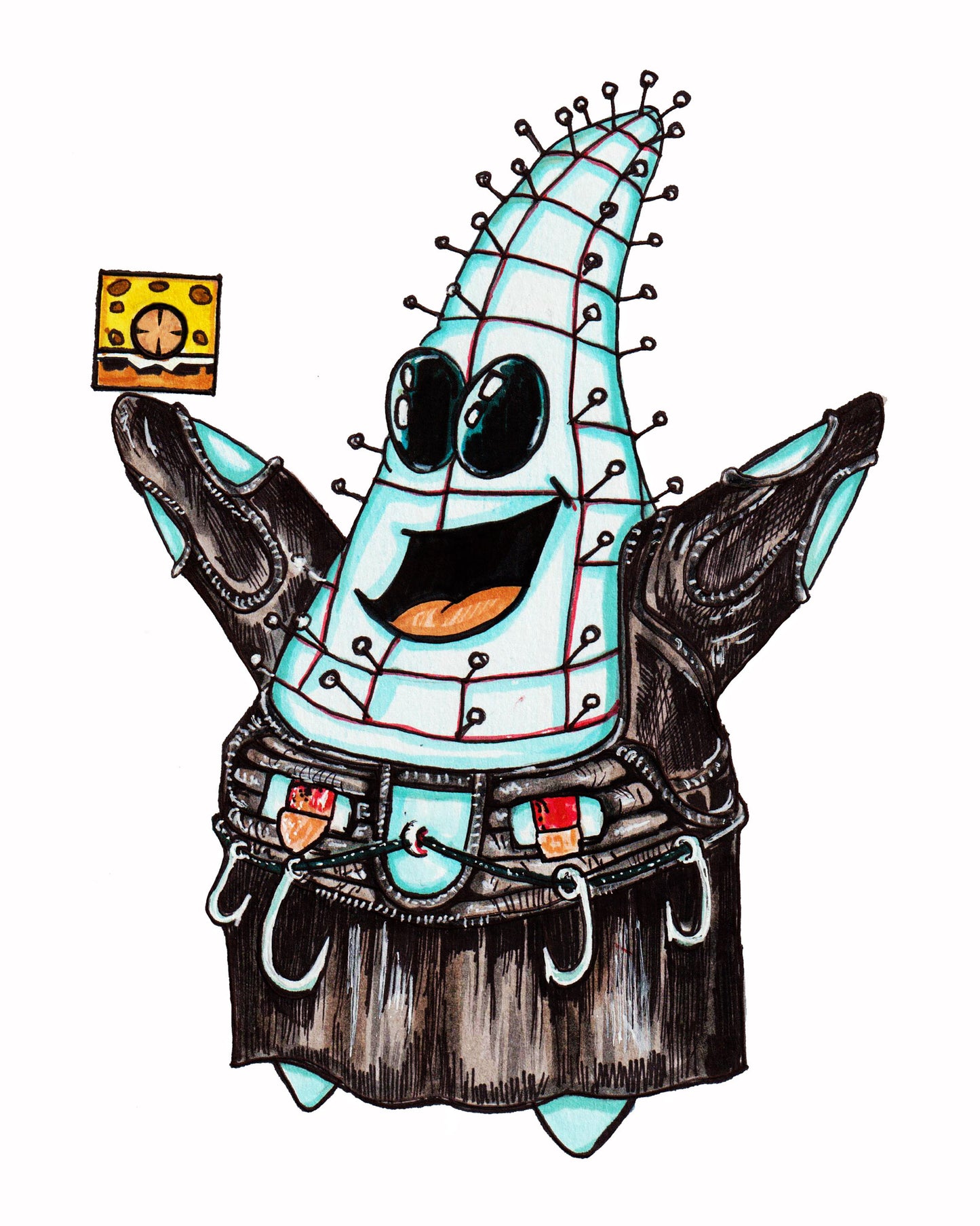 Pinhead / Patrick Star - Horror Mashup 8" x 10" Print/Reproduction