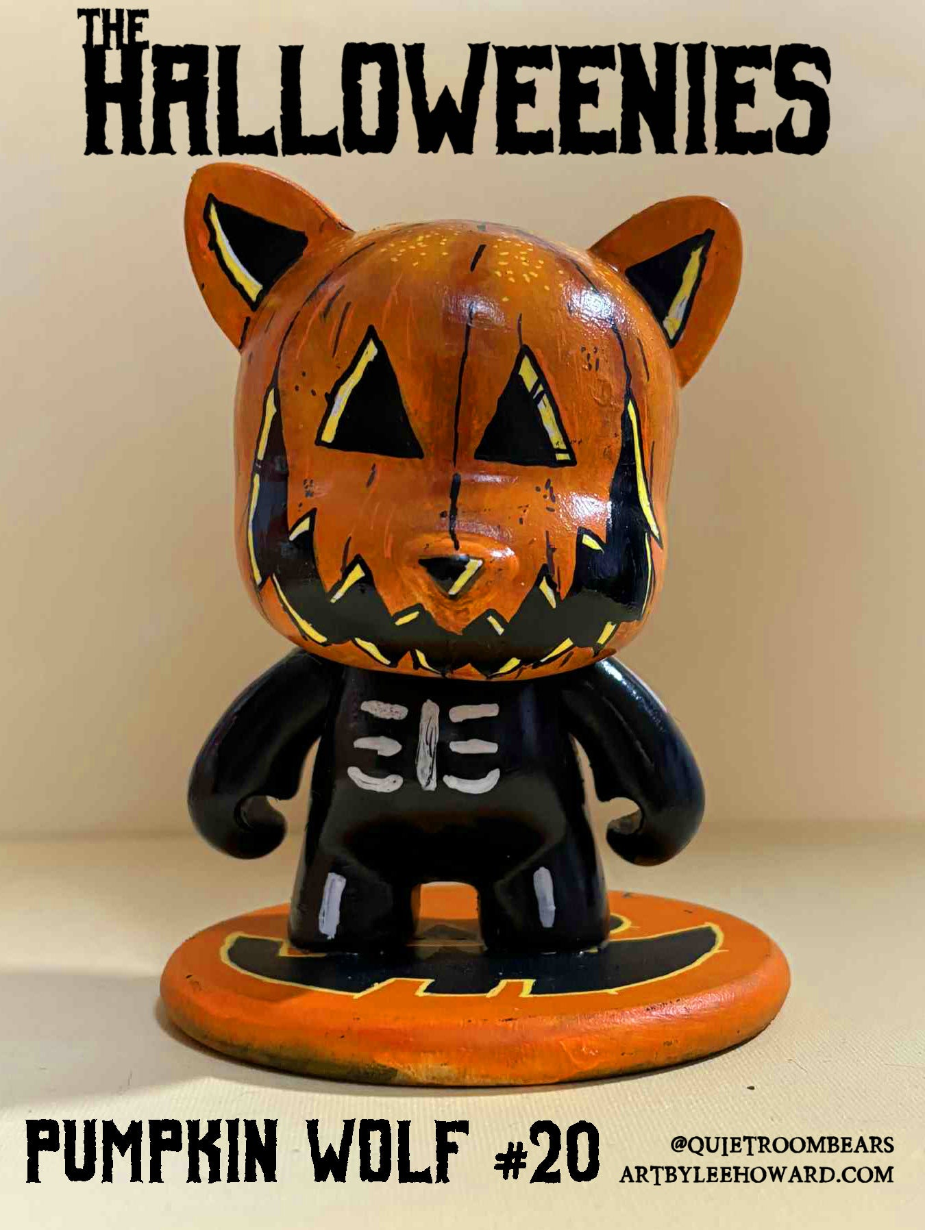 The Halloweenies - Pumpkin Wolf #20 - Hand Painted 5" Custom Toy