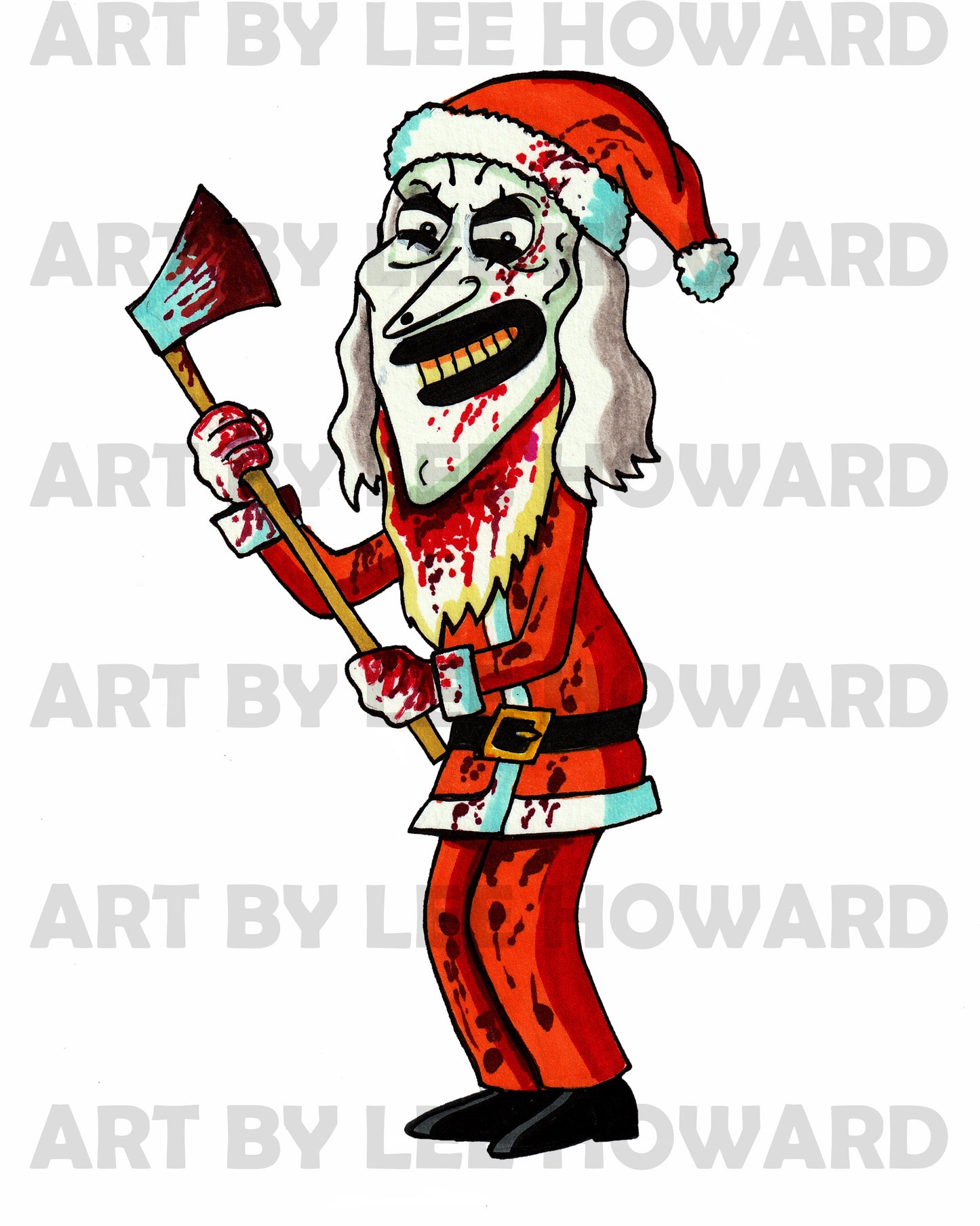 Santa Art the Clown - Family Guy Style Original Drawing 7" x 10"