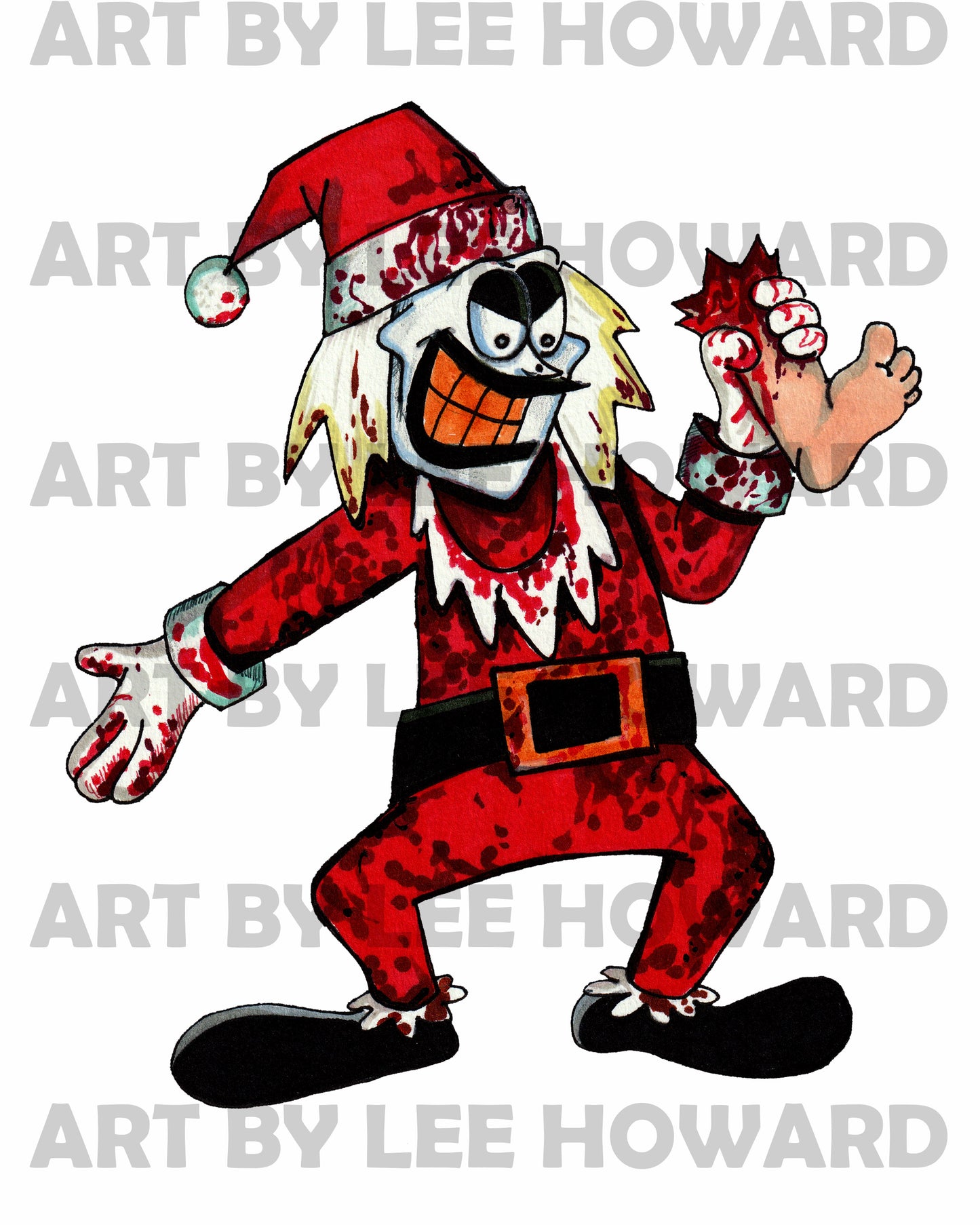Santa Art the Clown - Garfield Style Original Drawing 7" x 10"