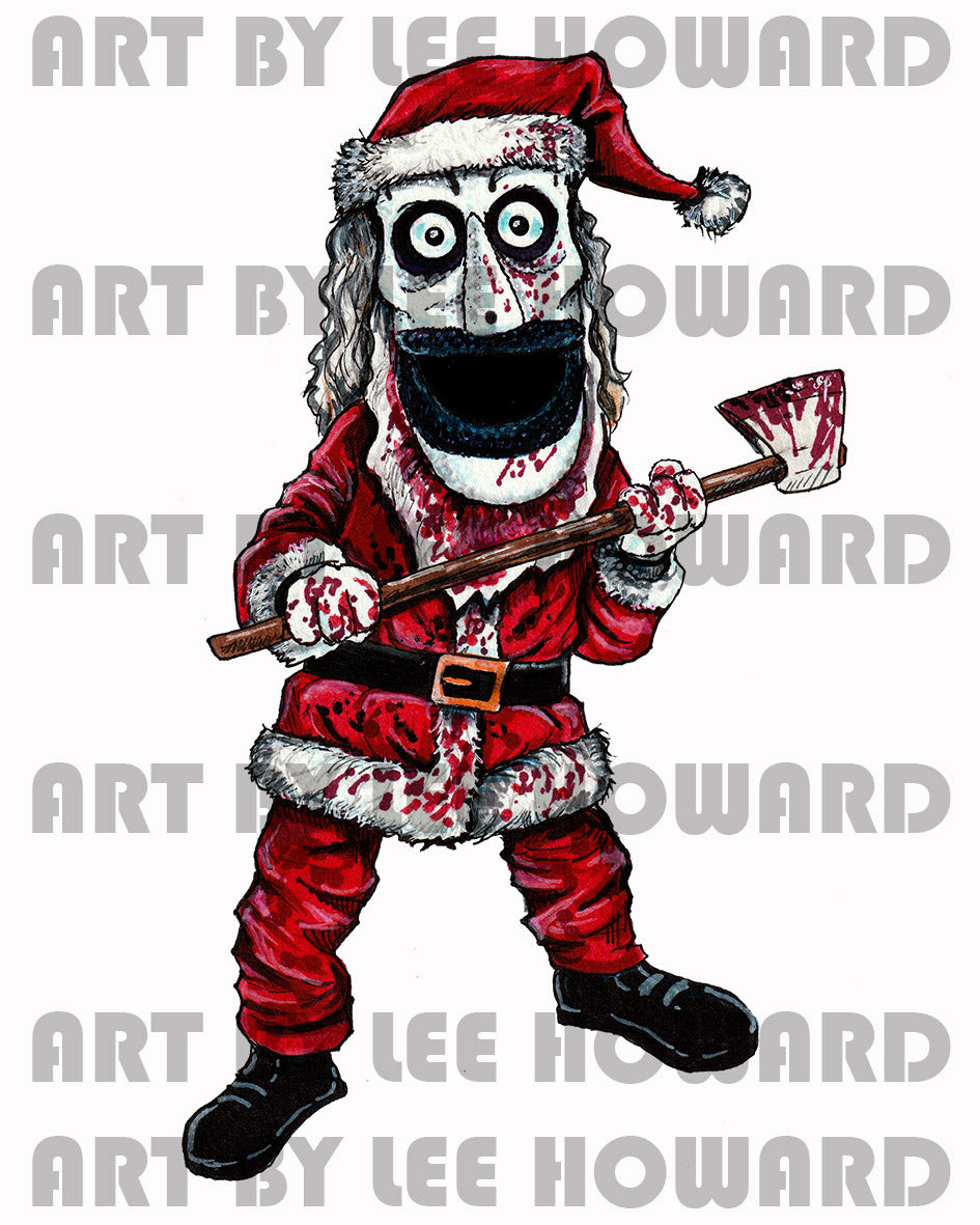 'Santa' Art the Clown in a Muppets Style 8x10 PRINT/Reproduction - Signed by Artist