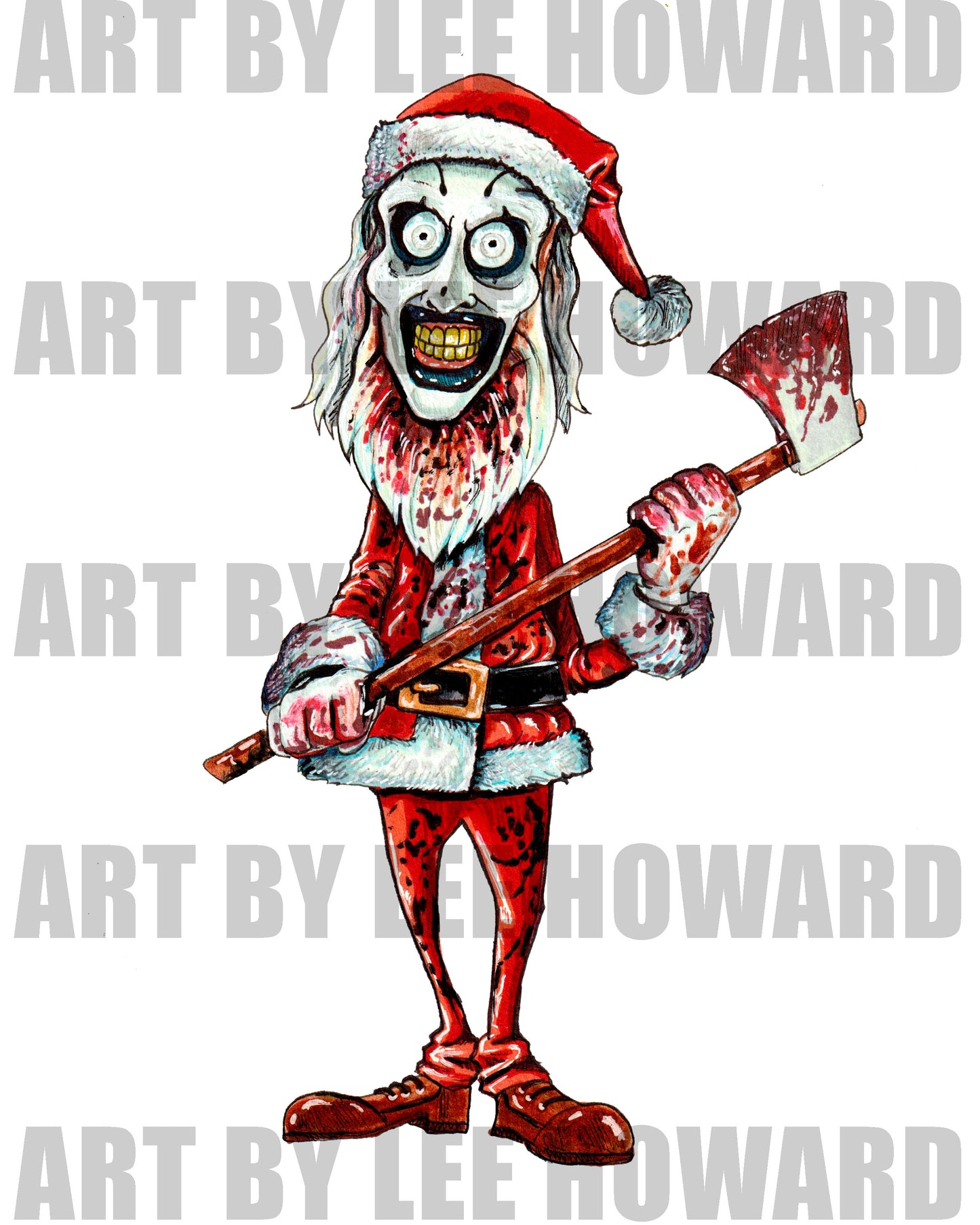 'Santa' Art the Clown in a Pixar Style 8x10 PRINT/Reproduction - Signed by Artist