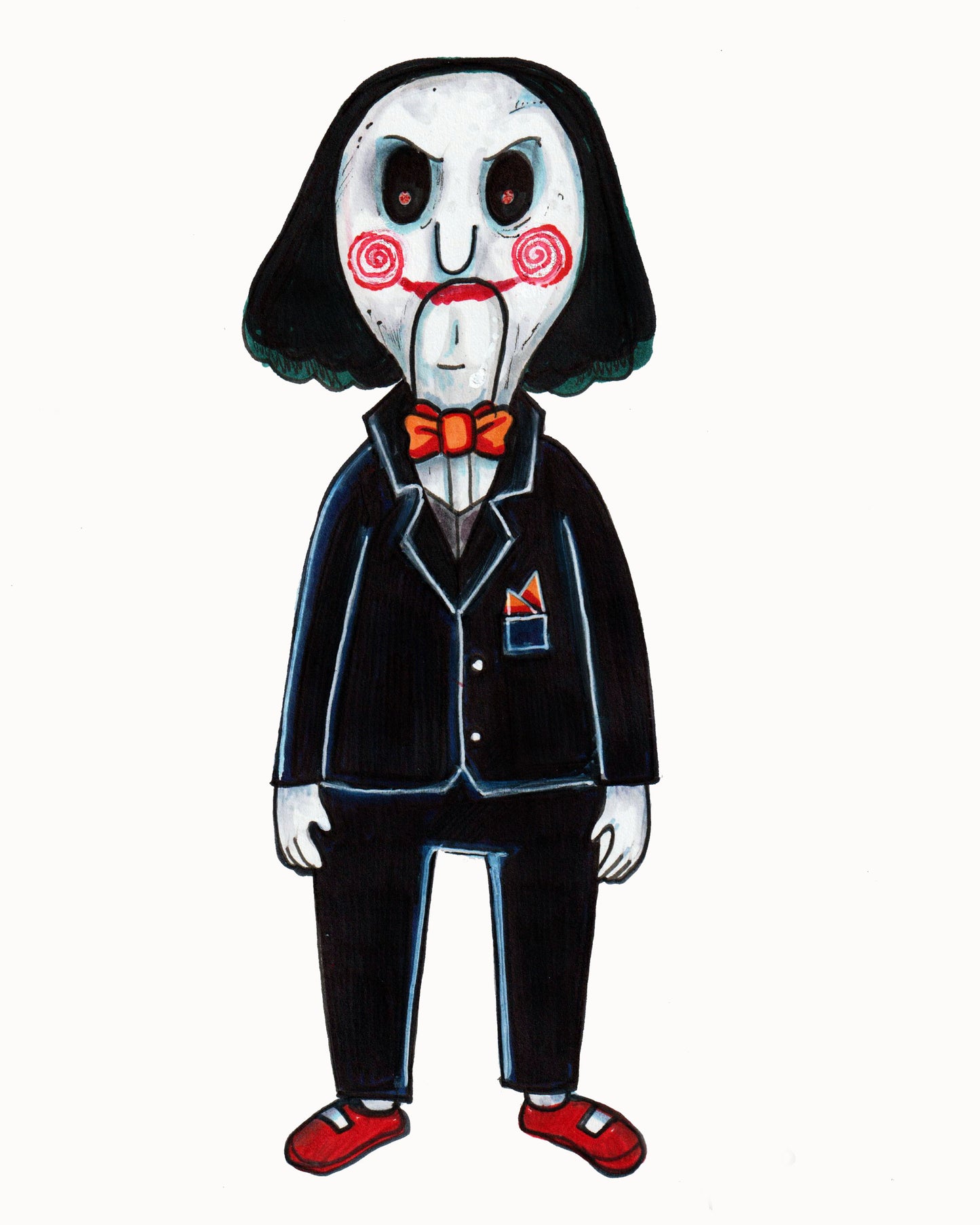 Billy from SAW - in a 'Burgers by Bob' style Original Drawing - 9"x12"