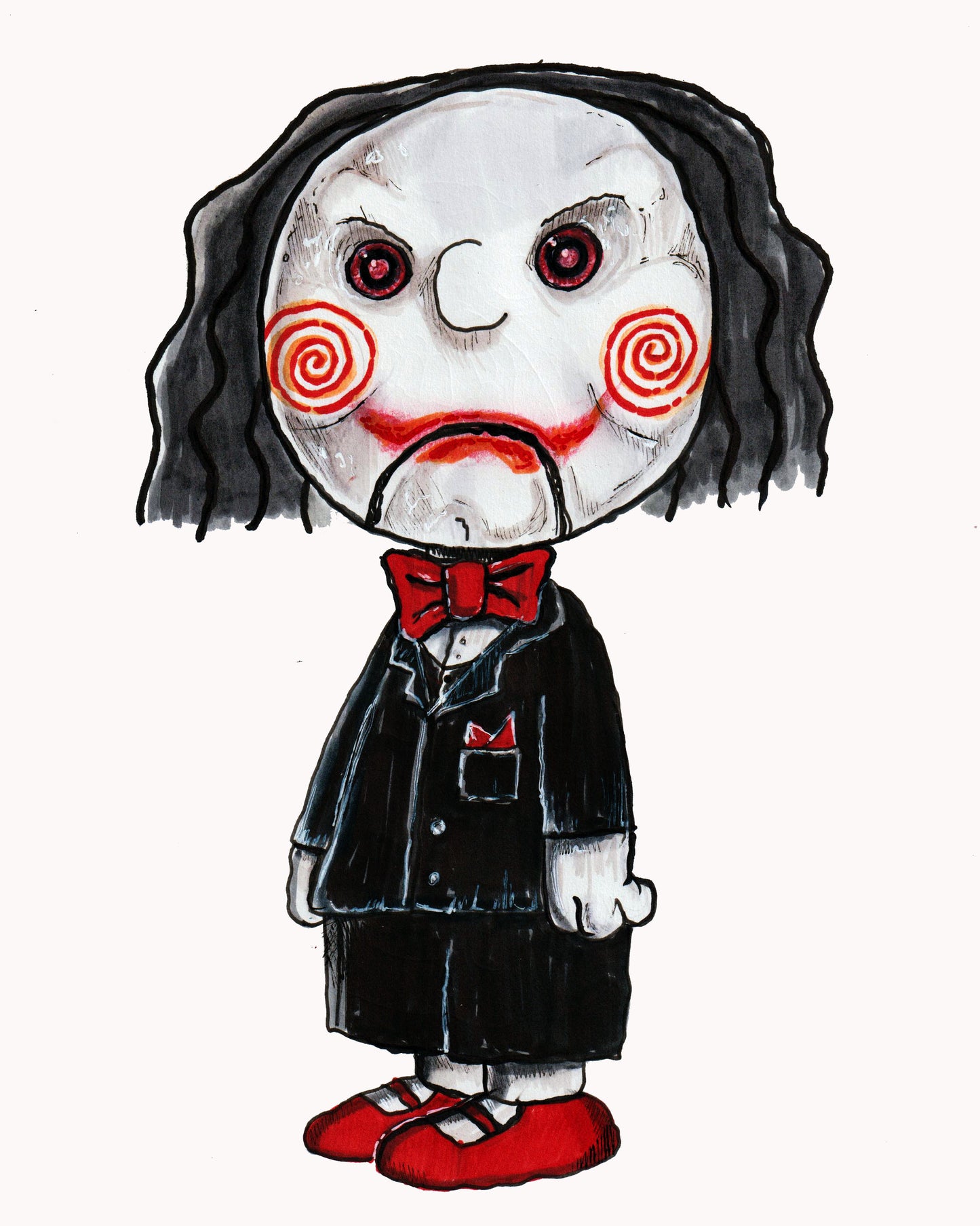 Billy from SAW - in a Peanuts style Original Drawing - 9"x12"