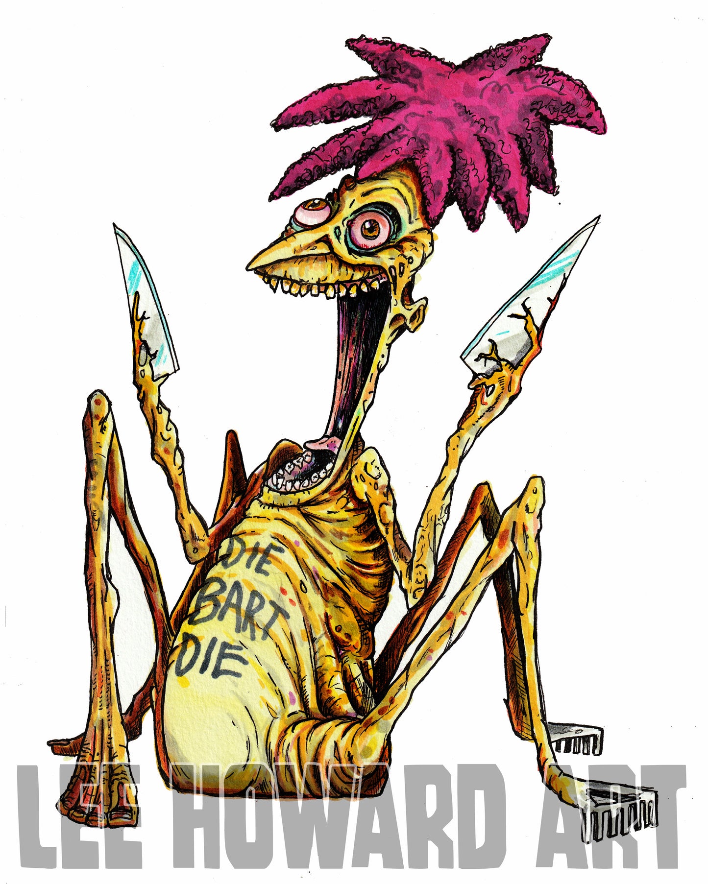Sideshow Bob - Simpsons HORROR - Original Drawing 7" x 10" SIGNED!