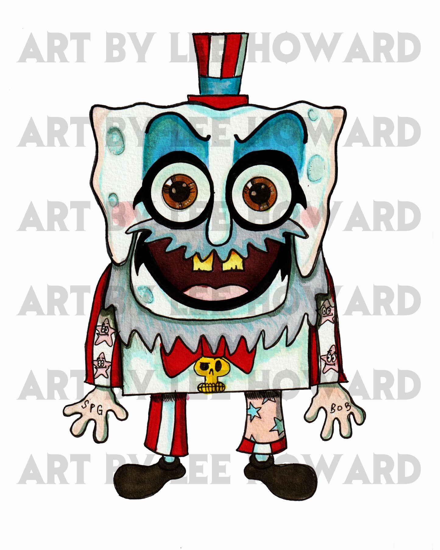 Captain Spaulding in SpongeBob Style! 7" x 10" Original Drawing