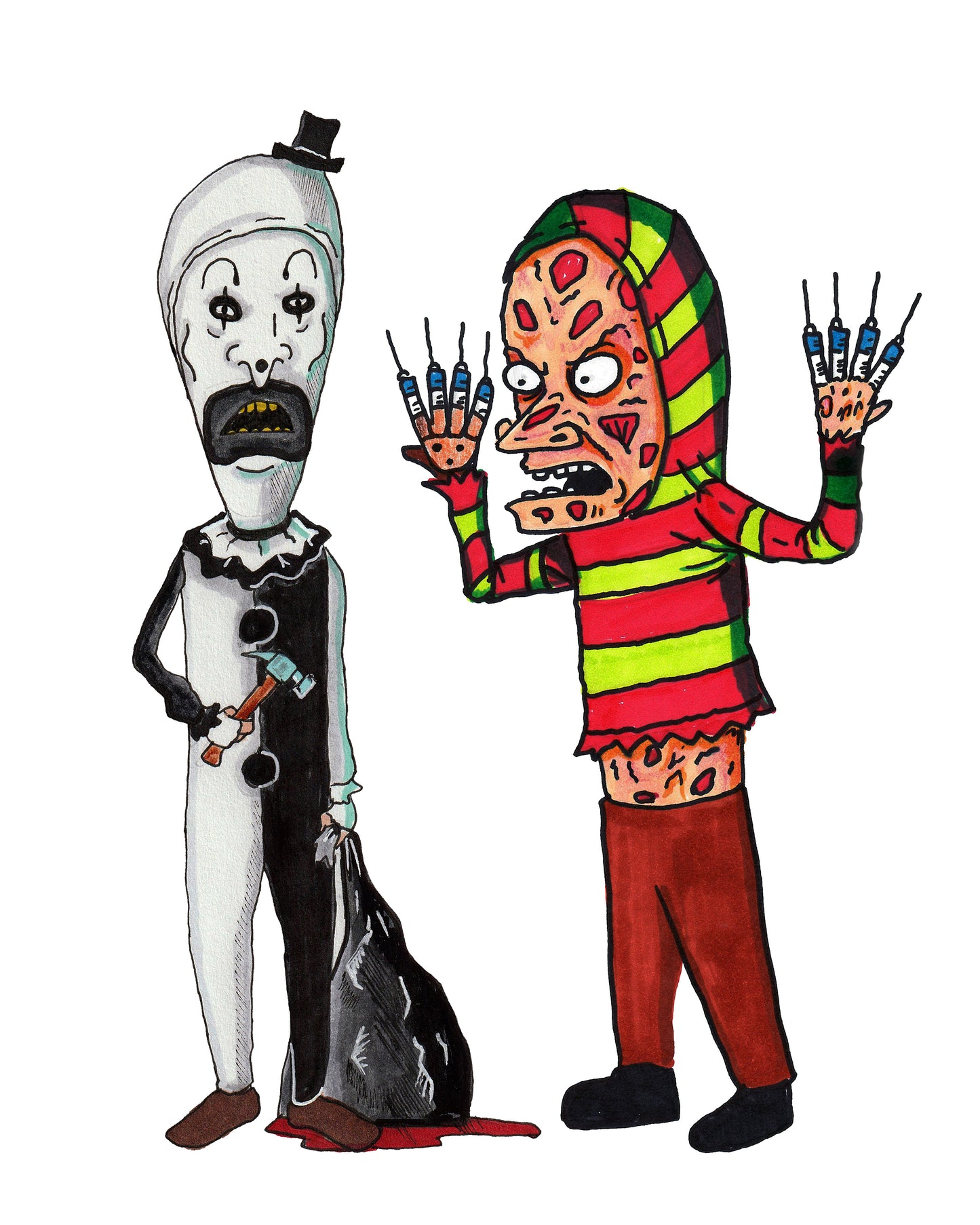Freddy & Art - Beavis and Butthead MASHUP - 8"x 10" Print/Reproduction