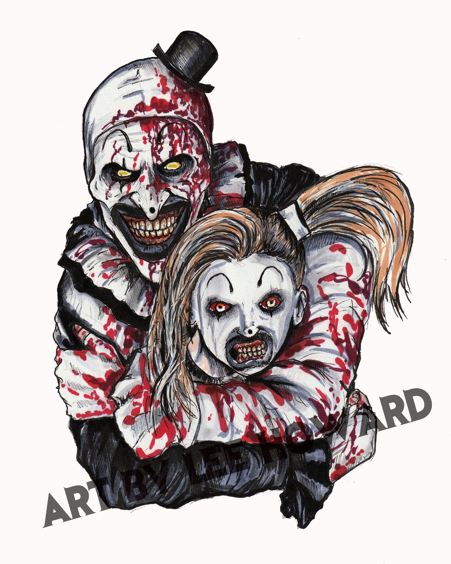 Art the Clown & Pale Girl in MY Style! 8"x10" Art Poster Print