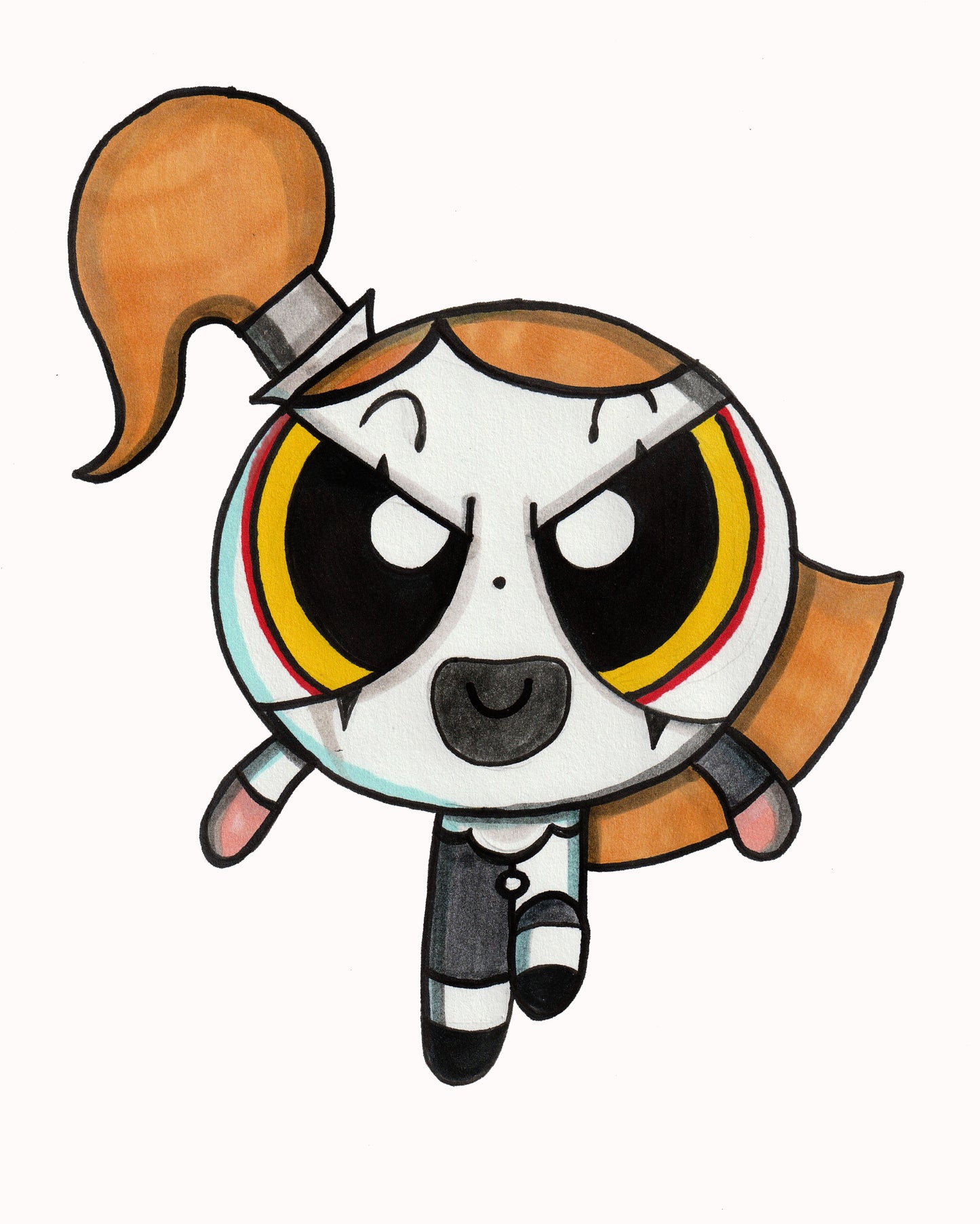 Art the Clown - the Pale Girl - Powerpuff Girl style - 9"x12" Original Drawing