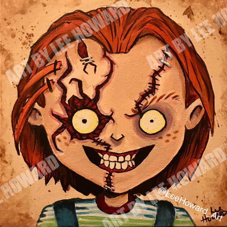Chucky in a Tim Burton Style 8"x8" Print/Reproduction - Signed!