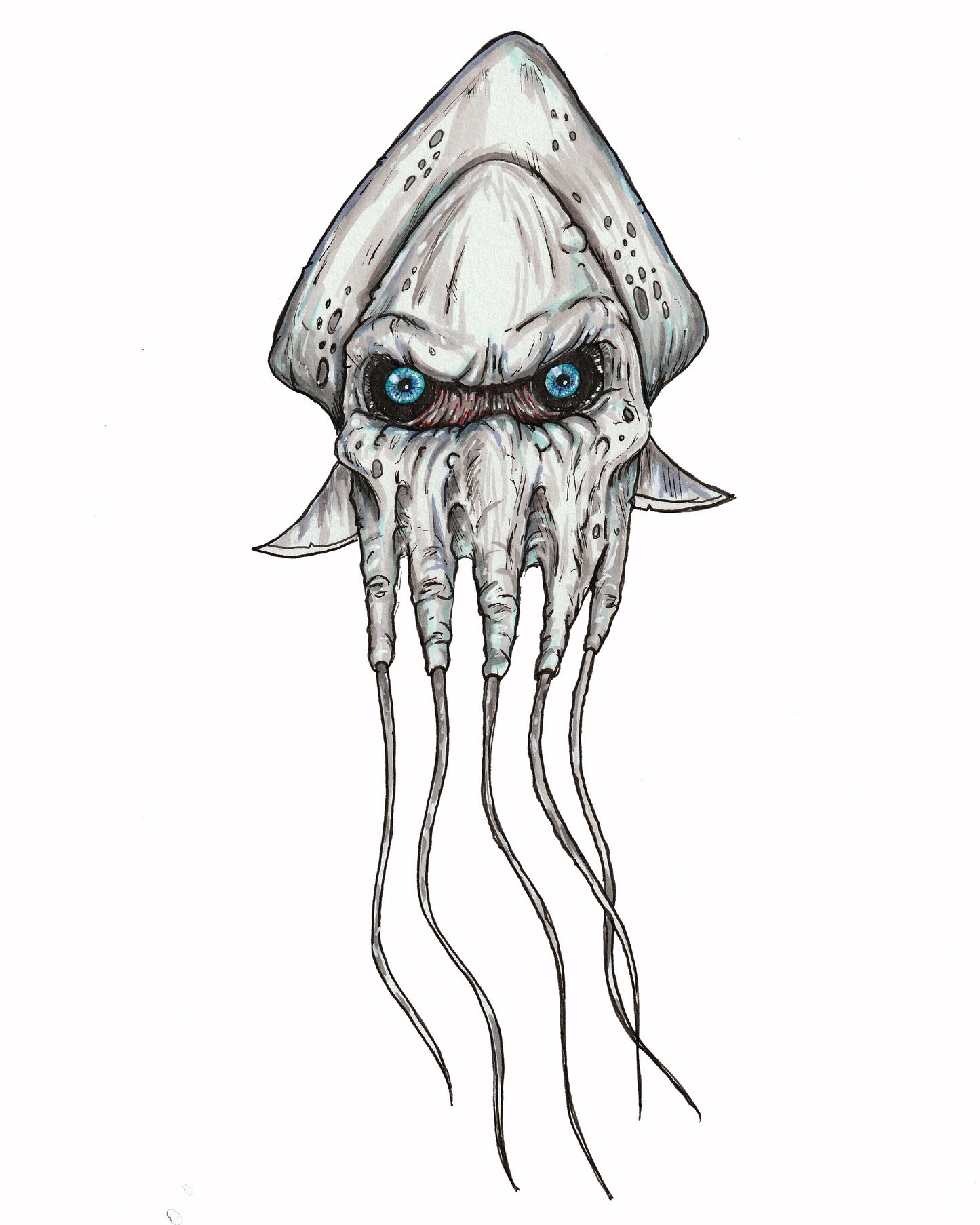 Super Mario HORROR - Blooper - 9"x12" Original Drawing