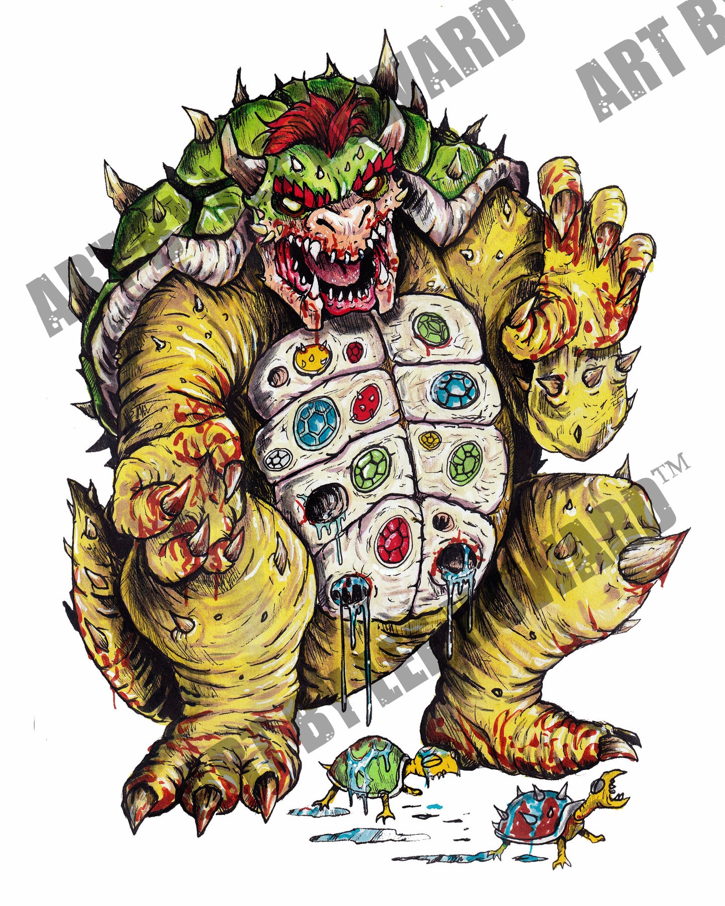 Super SCARIO but HORROR - Bowser - 8x10 PRINT/Reproduction - Signed by Artist