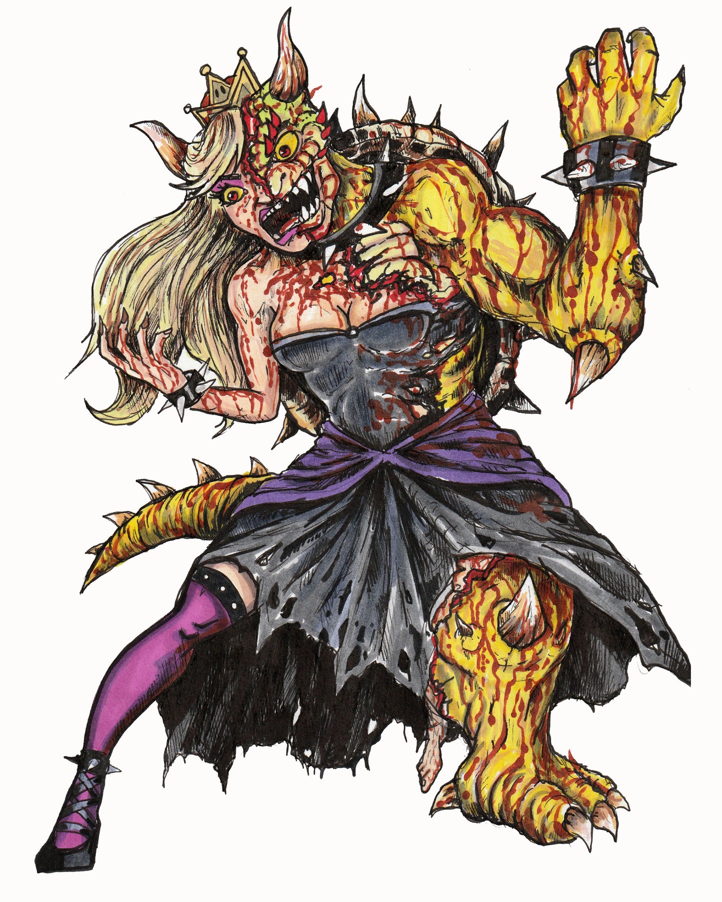 Super Mario HORROR - Bowsette - 9"x12" Original Drawing