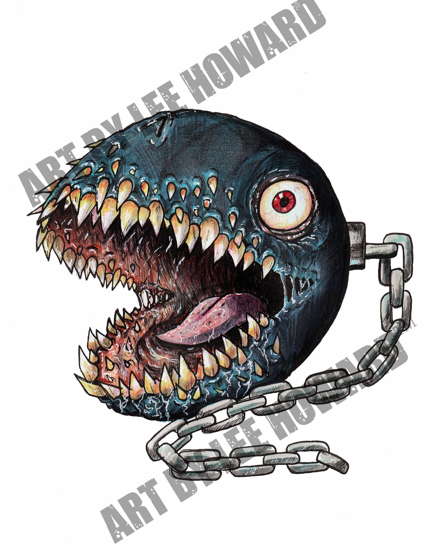 Super SCARIO but HORROR - Chain Chomp - 8x10 PRINT/Reproduction - Signed by Artist