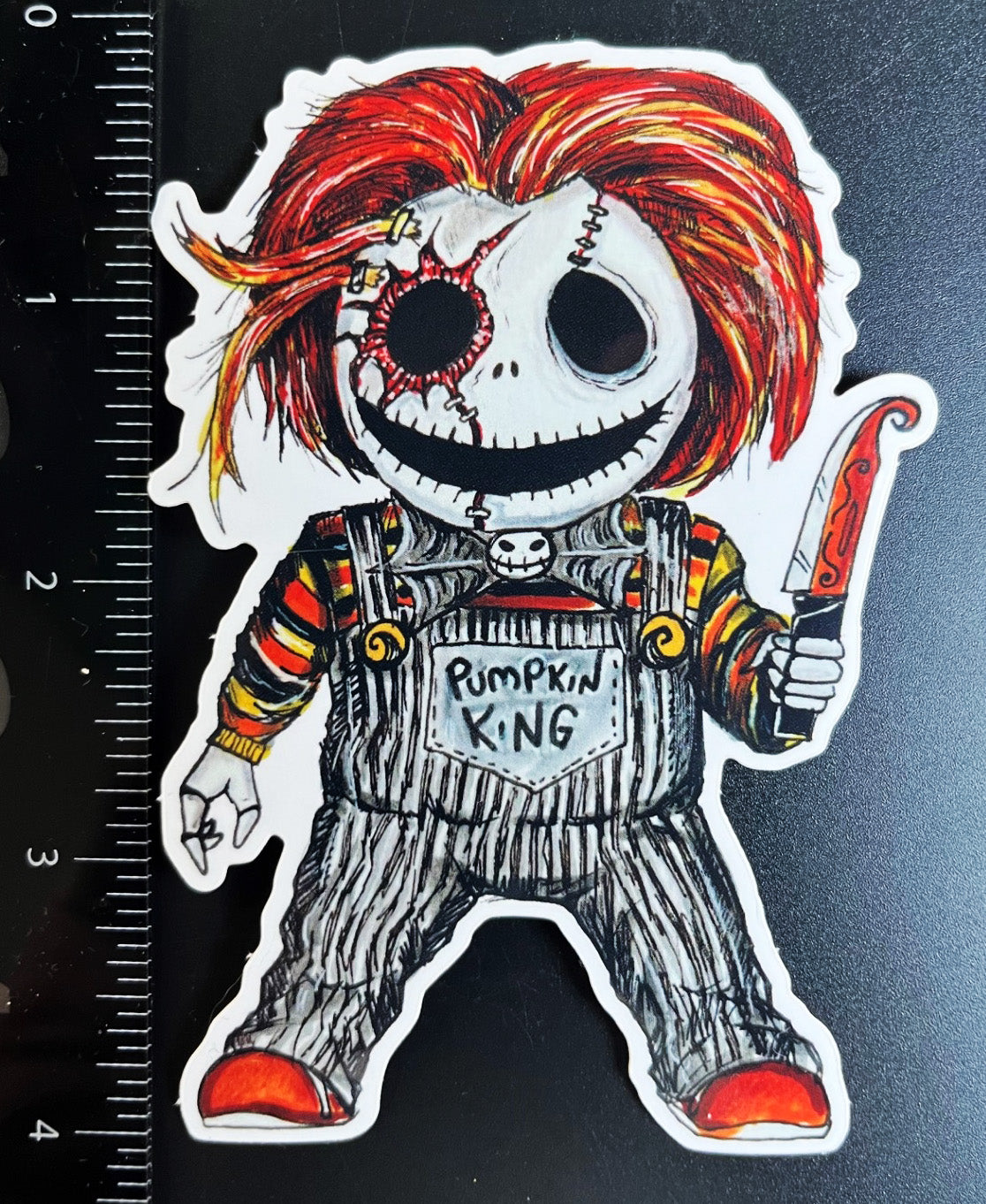 Chucky / Jack Skellington Mashup 4" STICKER!