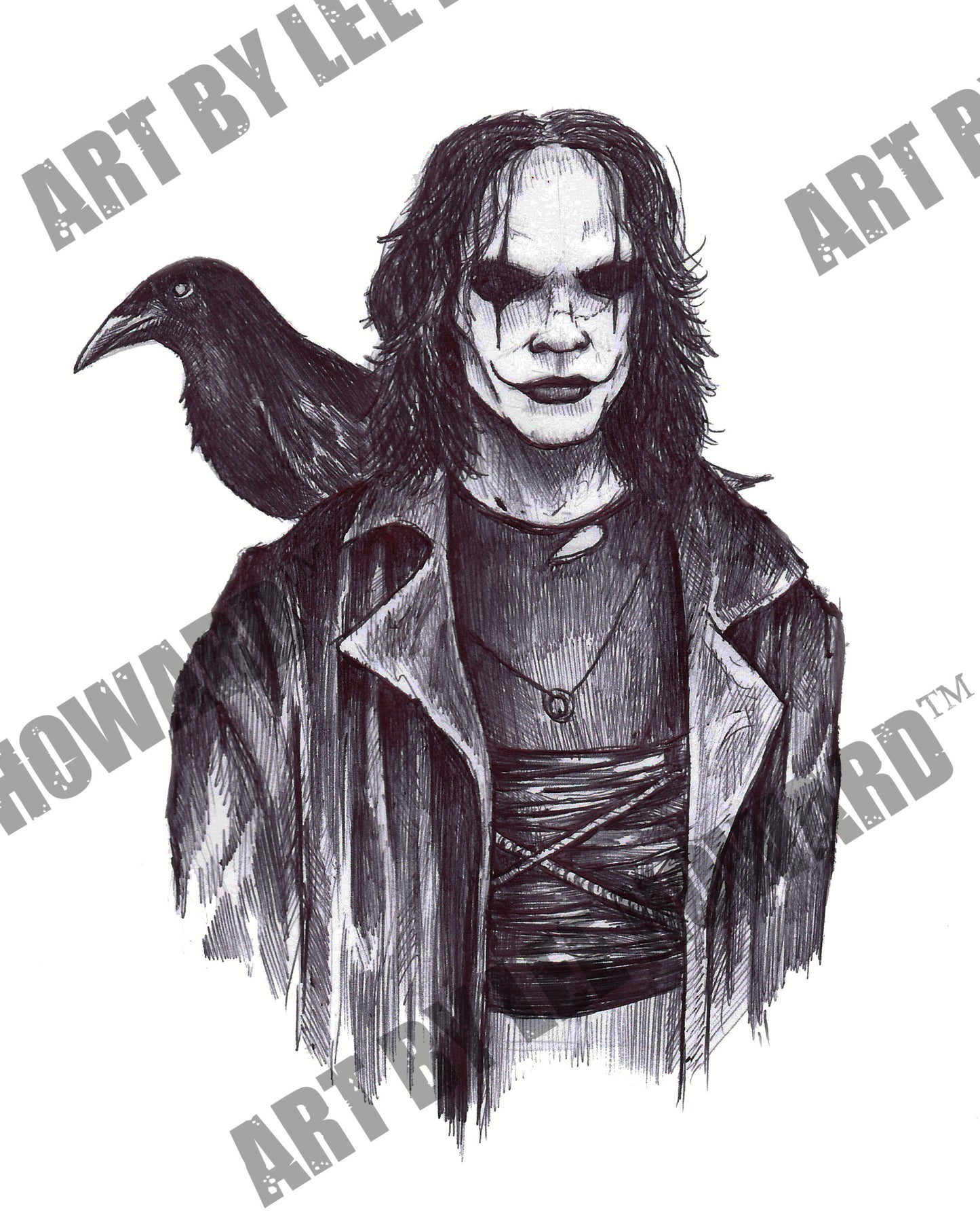The Crow - Brandon Lee Sketch 2 - 8"x10" Print/Reproduction - Signed!
