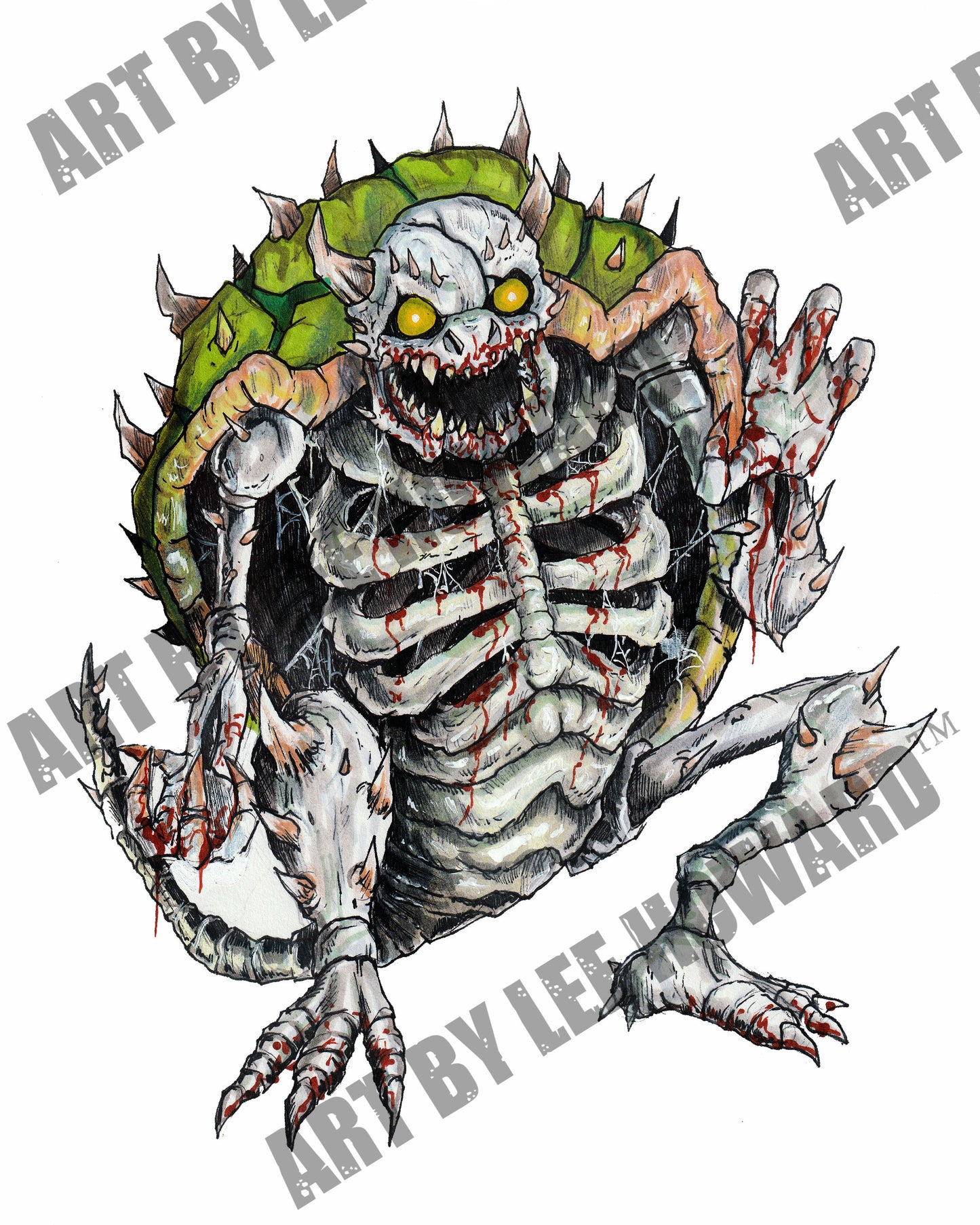 Super SCARIO but HORROR - Dry Bowser - 8x10 PRINT/Reproduction - Signed by Artist