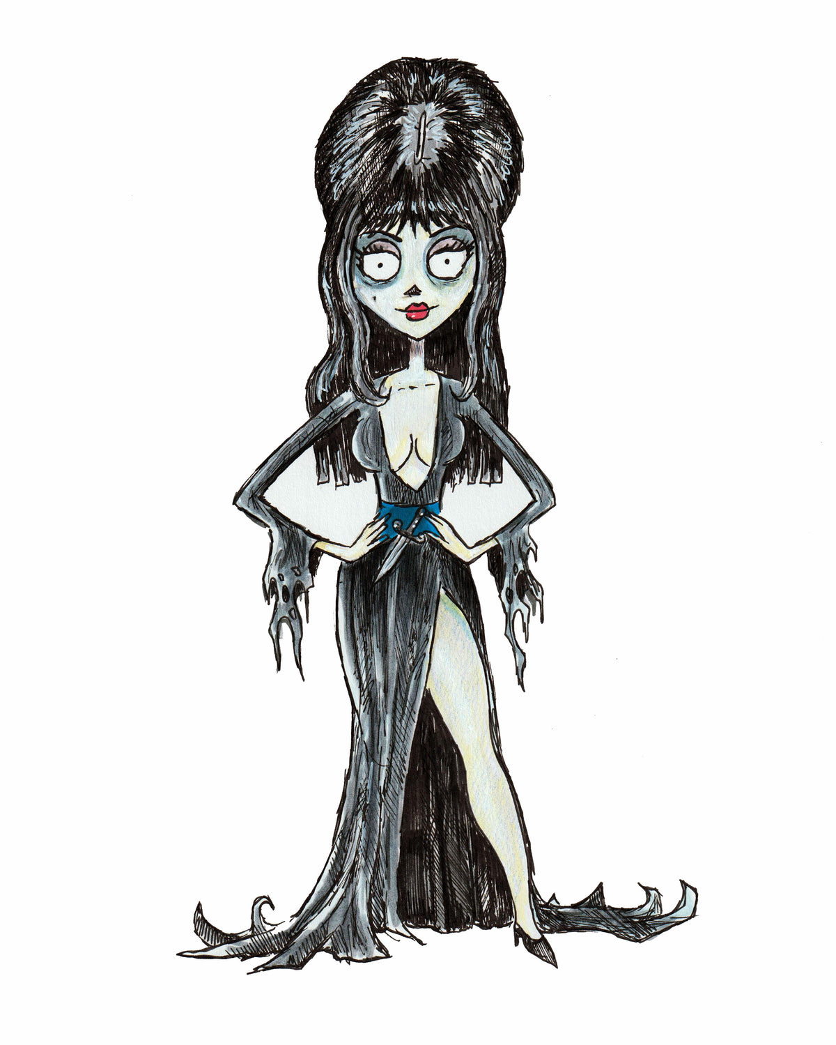 Elvira in a Tim Burton Style - 8x10 Print / Poster - Signed!