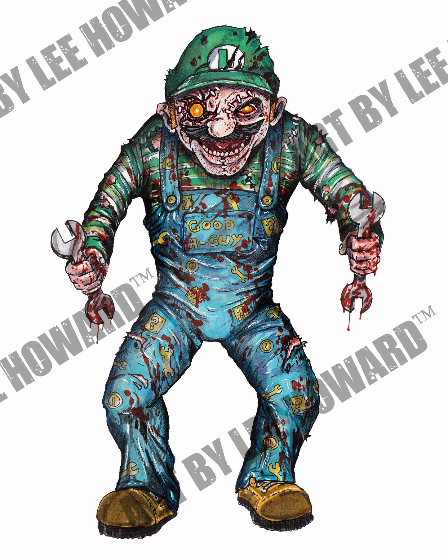 Super SCARIO but HORROR - Luigi - 8x10 PRINT/Reproduction - Signed by Artist