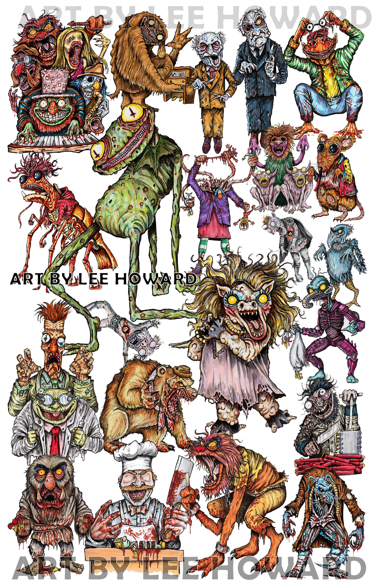 Muppets...but HORROR Collage - 11"x17" Print/Reproduction! Signed!