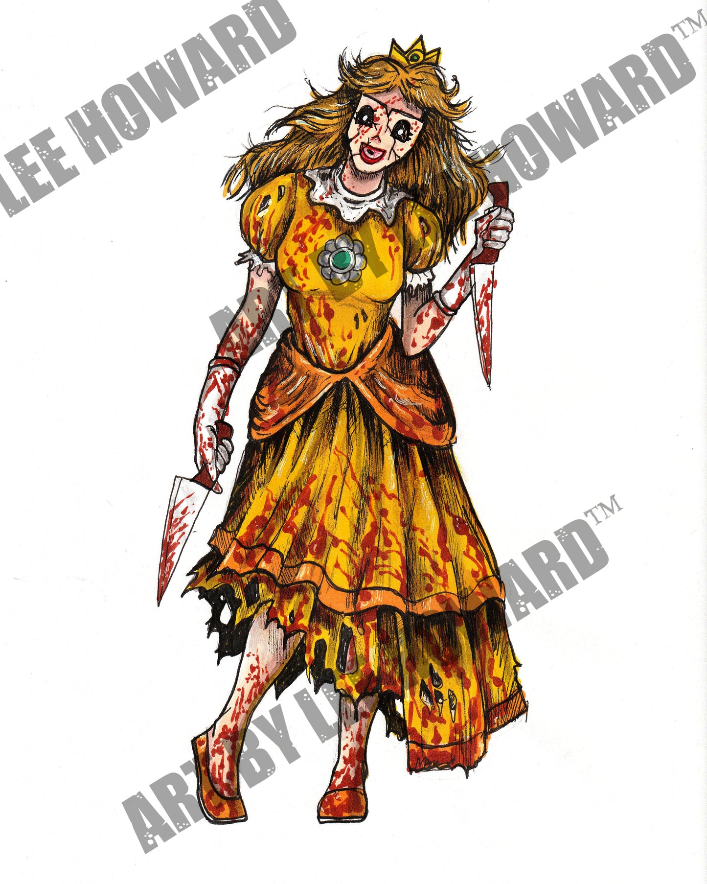Super SCARIO but HORROR - Princess Daisy - 8x10 PRINT/Reproduction - Signed by Artist